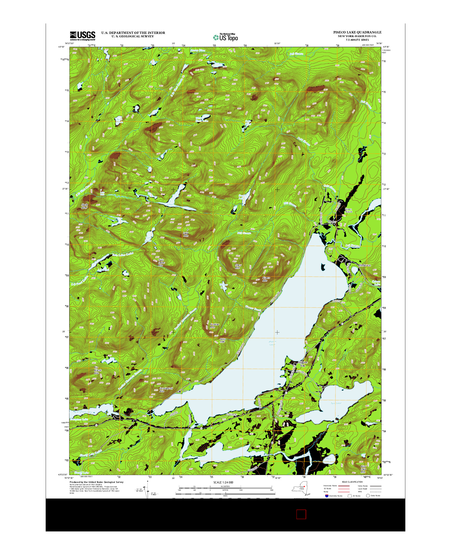 USGS US TOPO 7.5-MINUTE MAP FOR PISECO LAKE, NY 2013