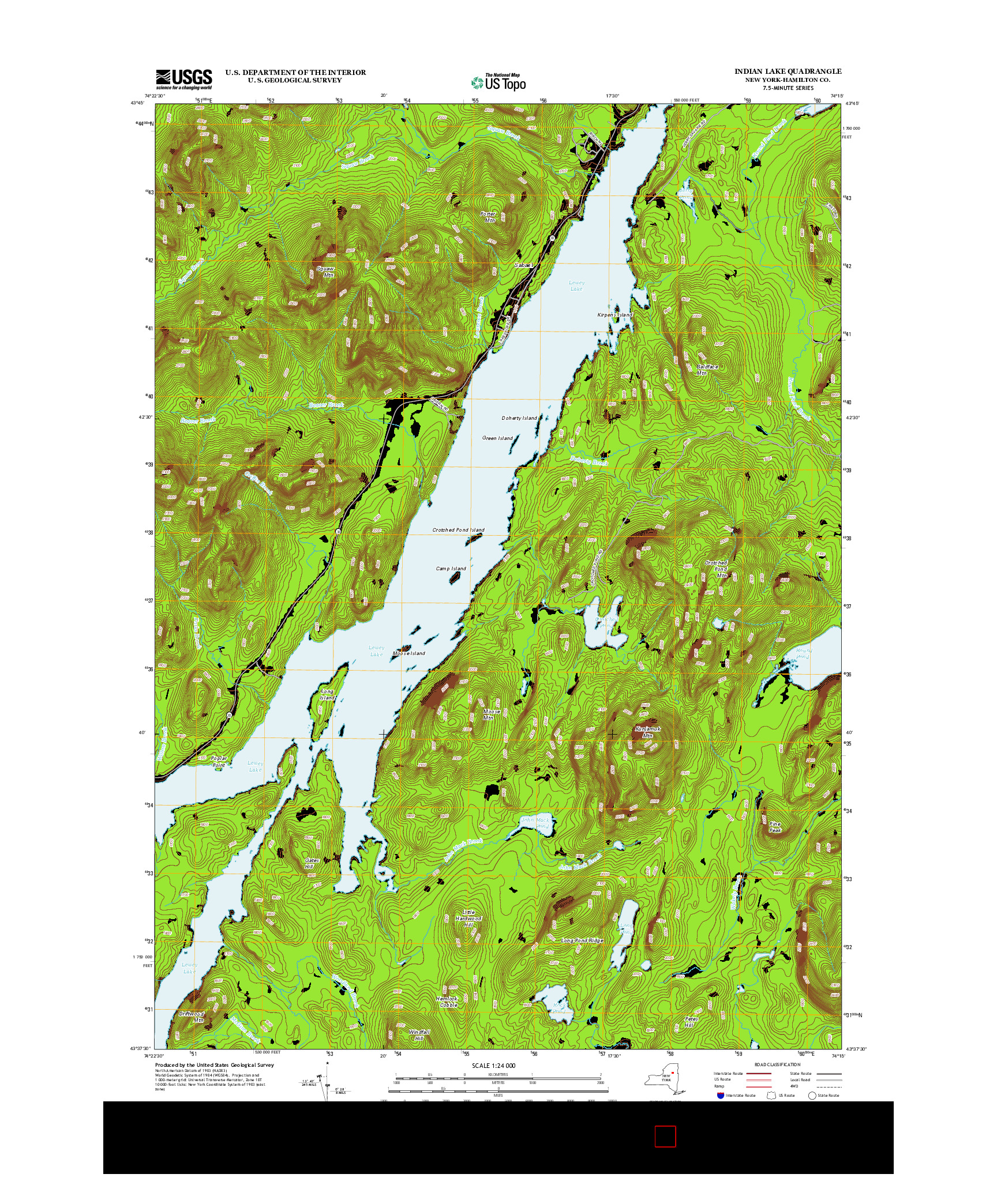 USGS US TOPO 7.5-MINUTE MAP FOR INDIAN LAKE, NY 2013