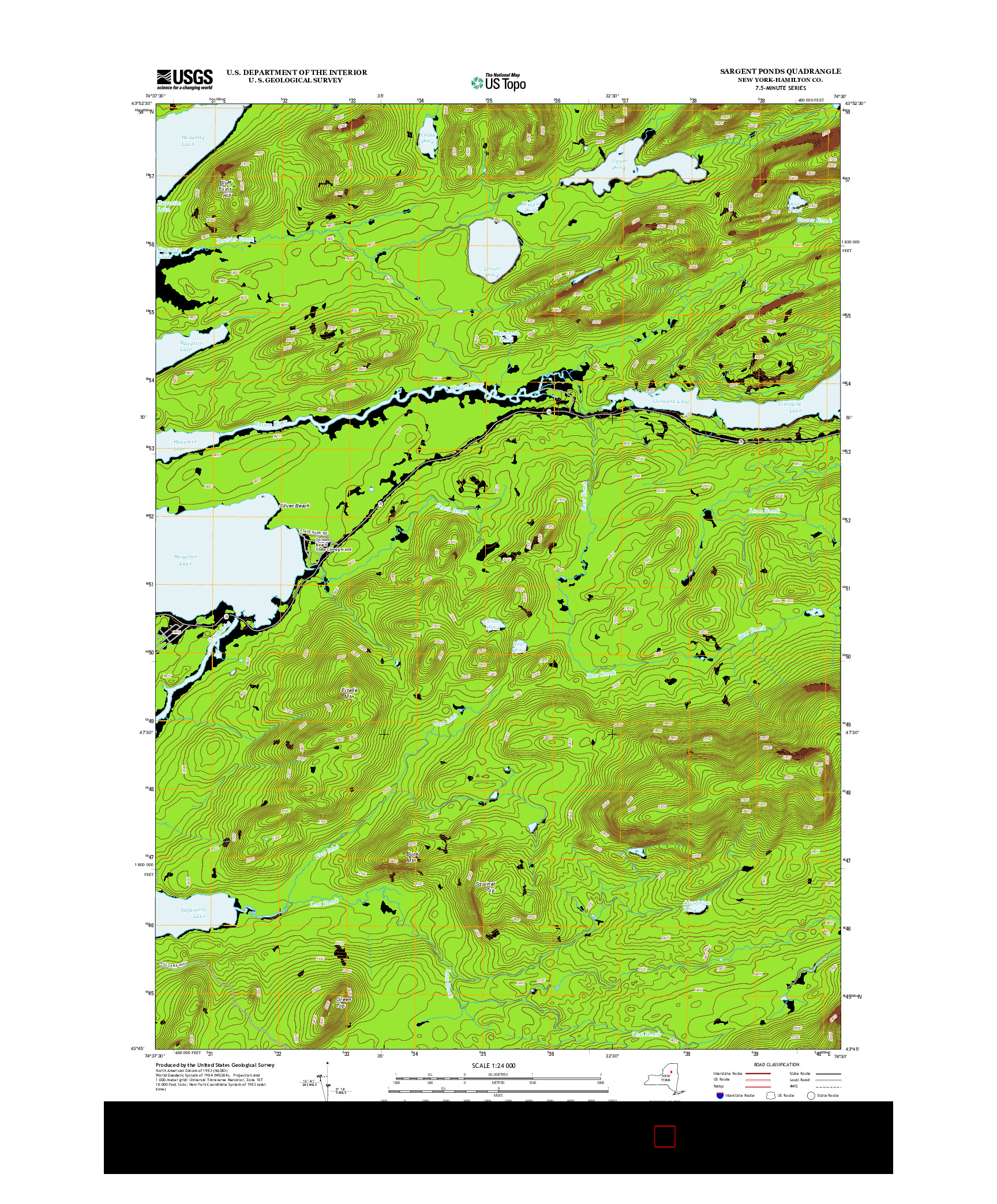 USGS US TOPO 7.5-MINUTE MAP FOR SARGENT PONDS, NY 2013