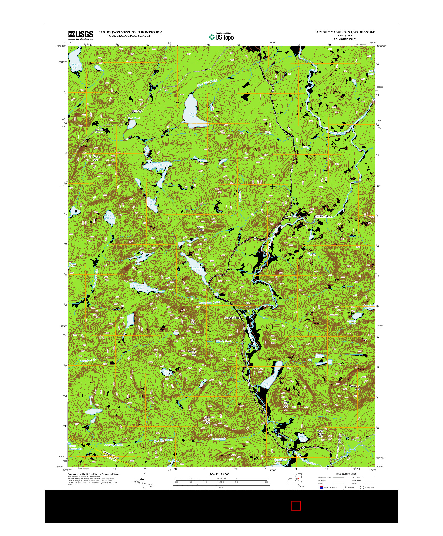 USGS US TOPO 7.5-MINUTE MAP FOR TOMANY MOUNTAIN, NY 2013