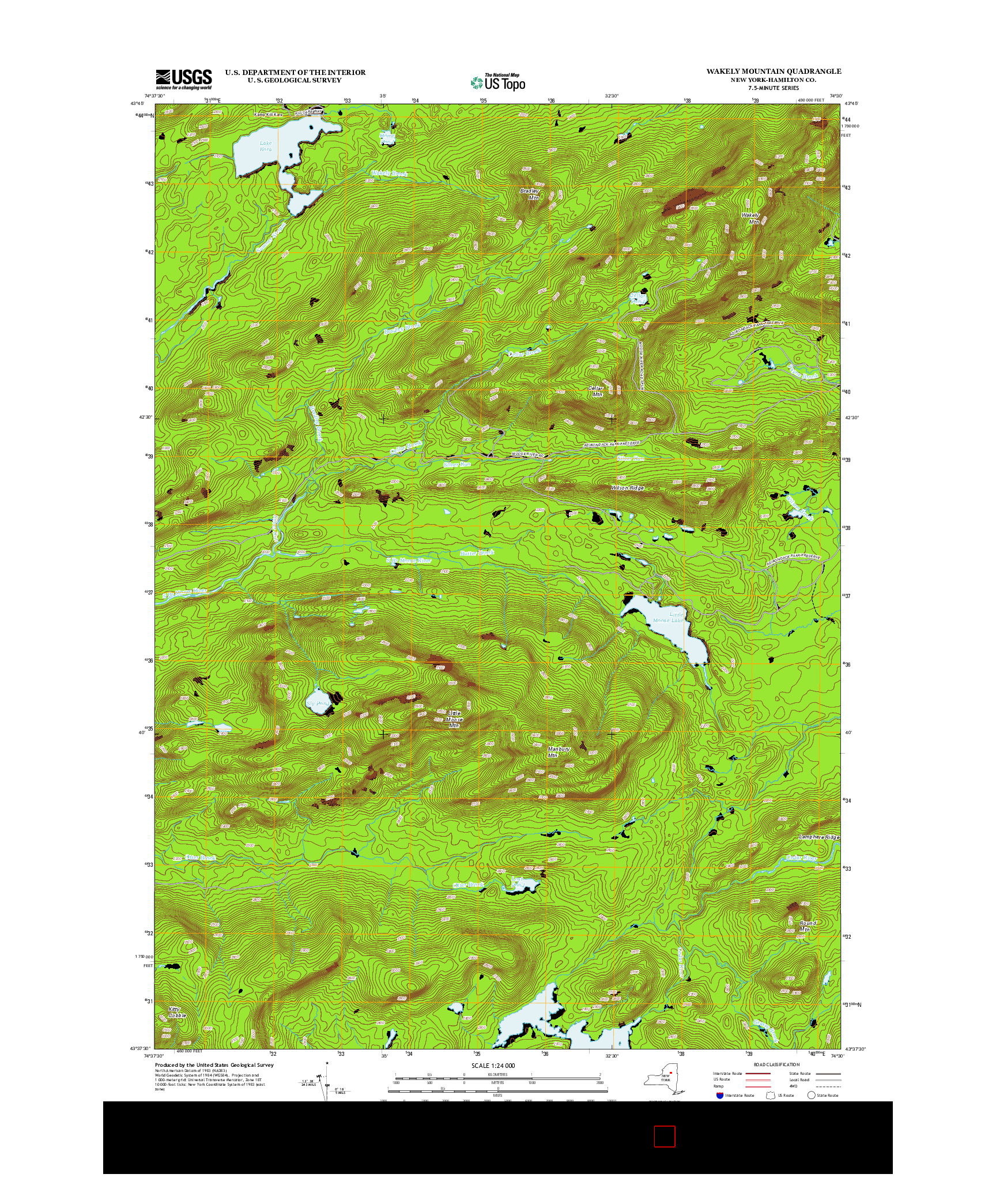 USGS US TOPO 7.5-MINUTE MAP FOR WAKELY MOUNTAIN, NY 2013