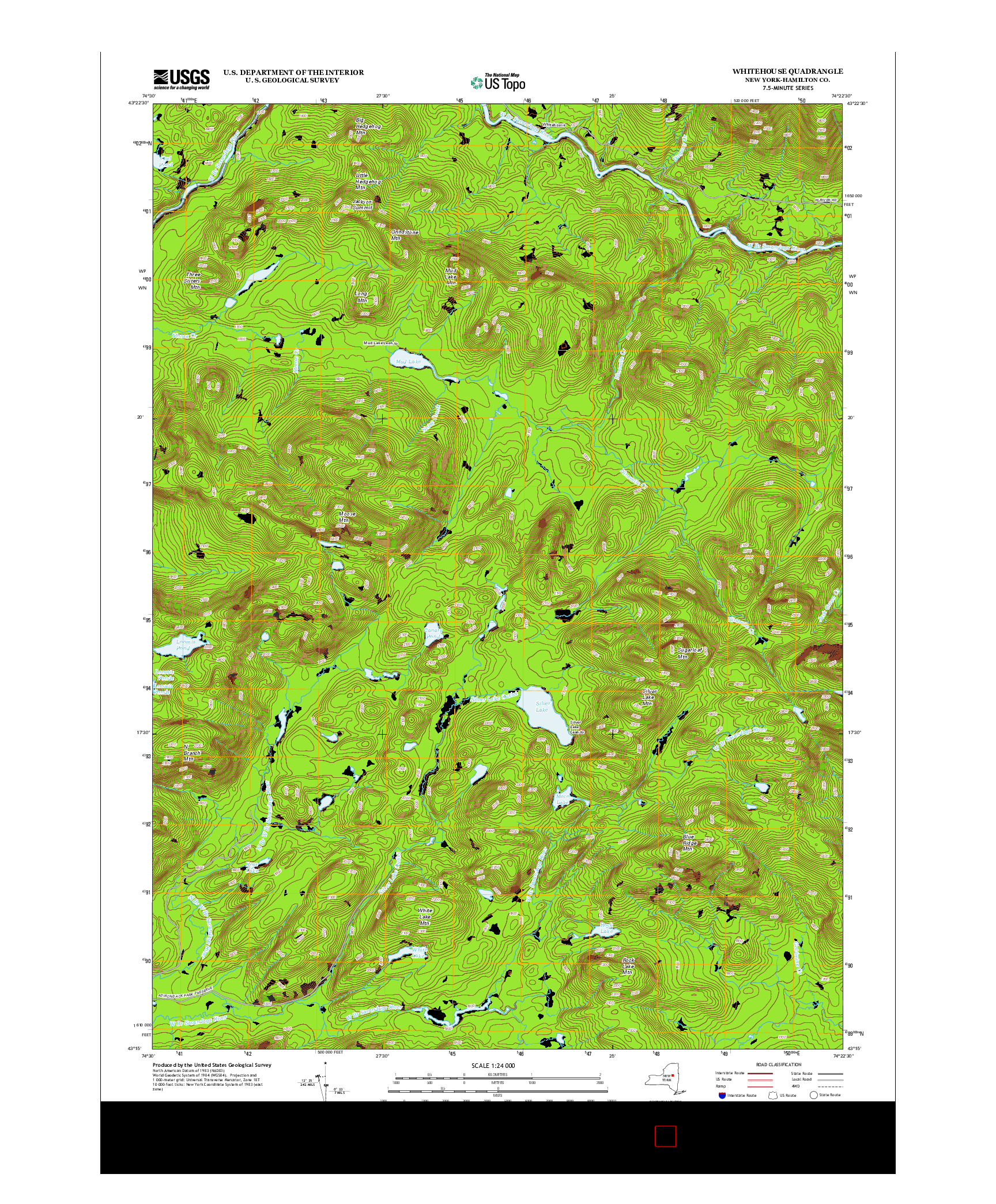 USGS US TOPO 7.5-MINUTE MAP FOR WHITEHOUSE, NY 2013