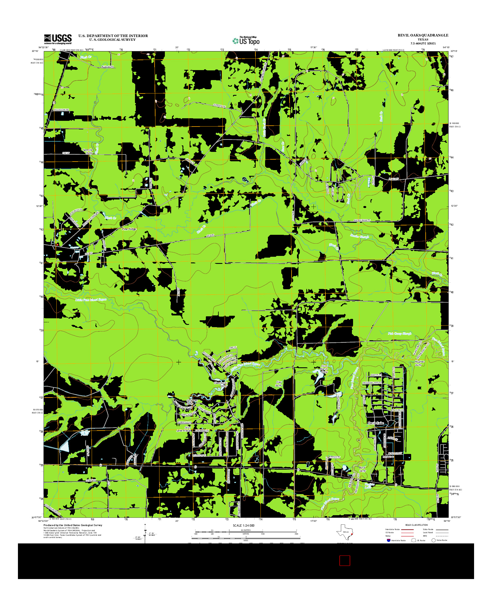 USGS US TOPO 7.5-MINUTE MAP FOR BEVIL OAKS, TX 2013