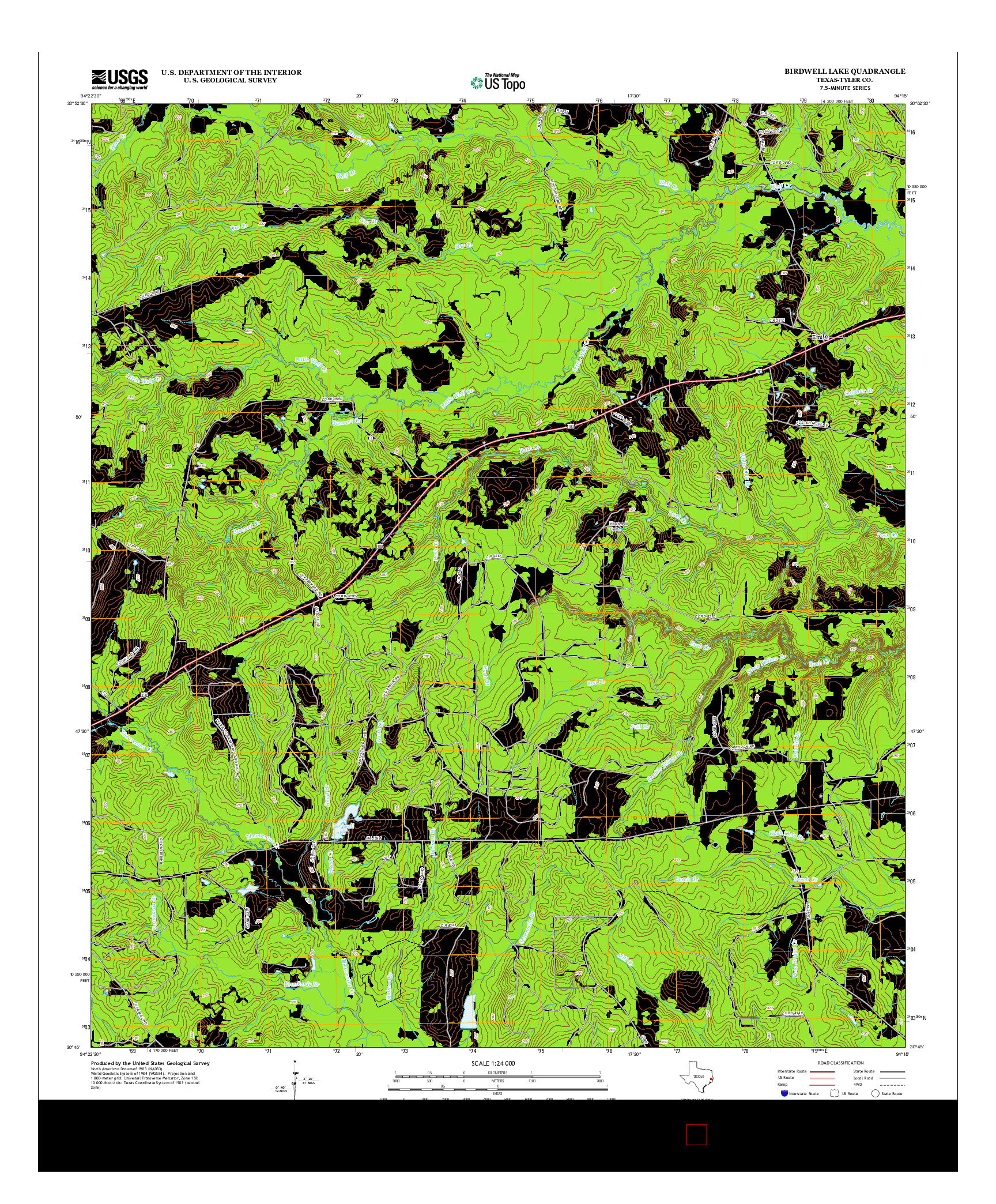USGS US TOPO 7.5-MINUTE MAP FOR BIRDWELL LAKE, TX 2013