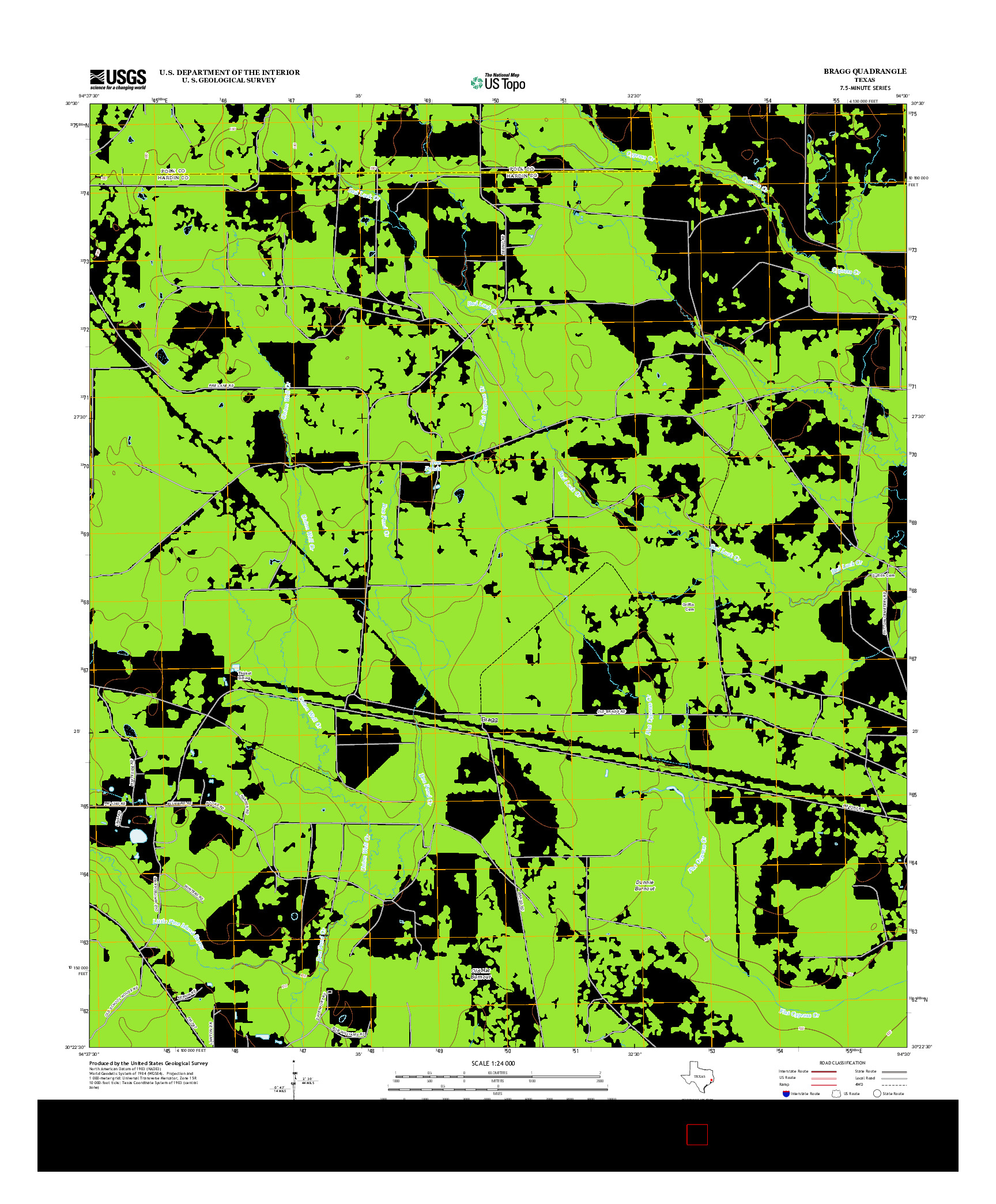 USGS US TOPO 7.5-MINUTE MAP FOR BRAGG, TX 2013