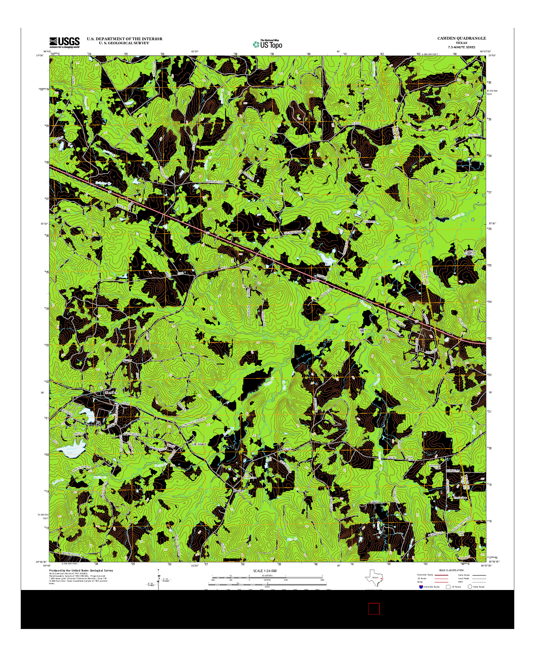 USGS US TOPO 7.5-MINUTE MAP FOR CAMDEN, TX 2013
