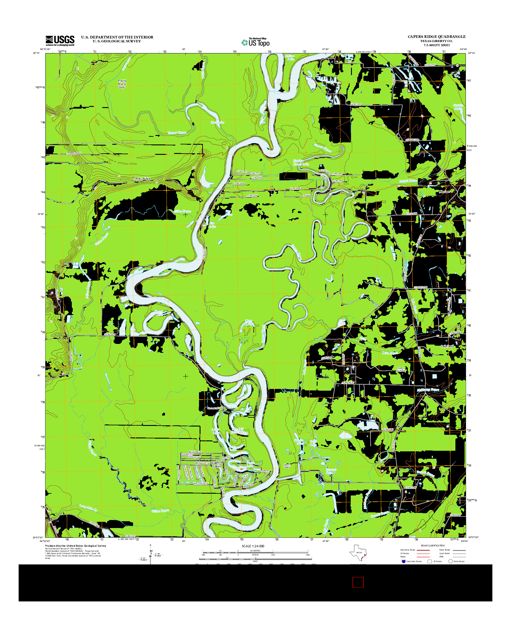 USGS US TOPO 7.5-MINUTE MAP FOR CAPERS RIDGE, TX 2013