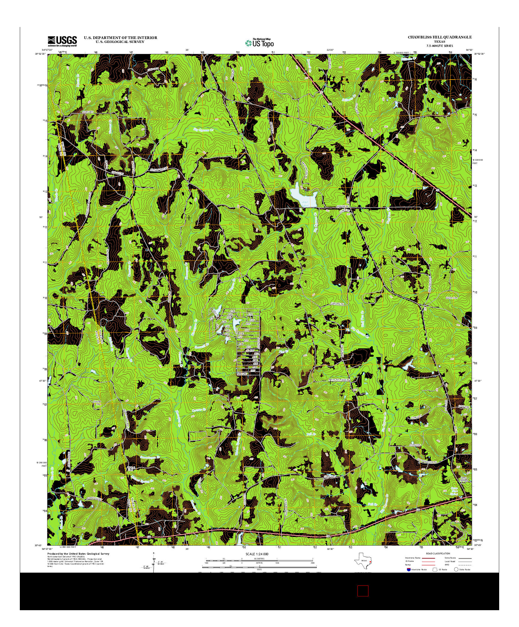 USGS US TOPO 7.5-MINUTE MAP FOR CHAMBLISS HILL, TX 2013