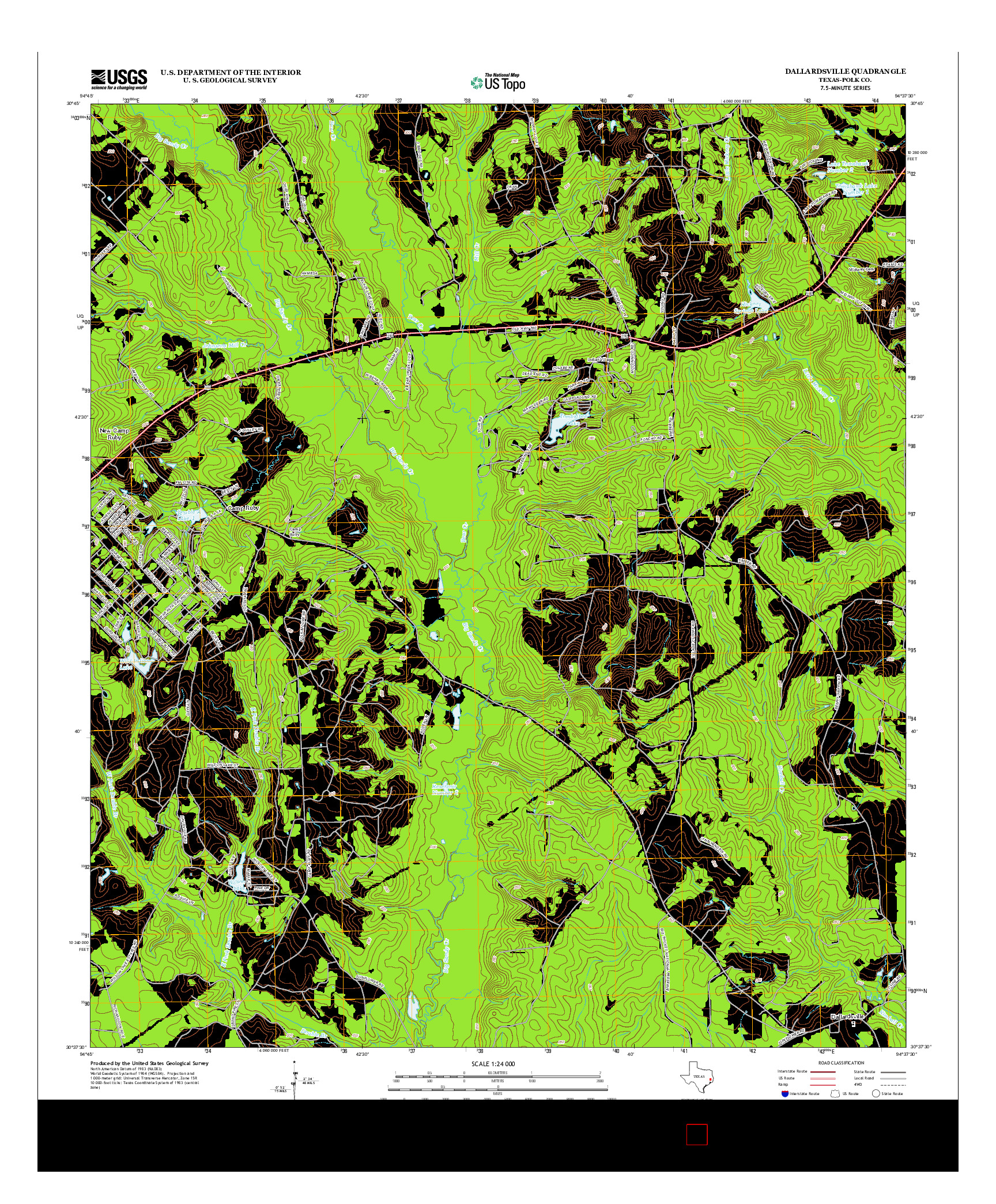 USGS US TOPO 7.5-MINUTE MAP FOR DALLARDSVILLE, TX 2013