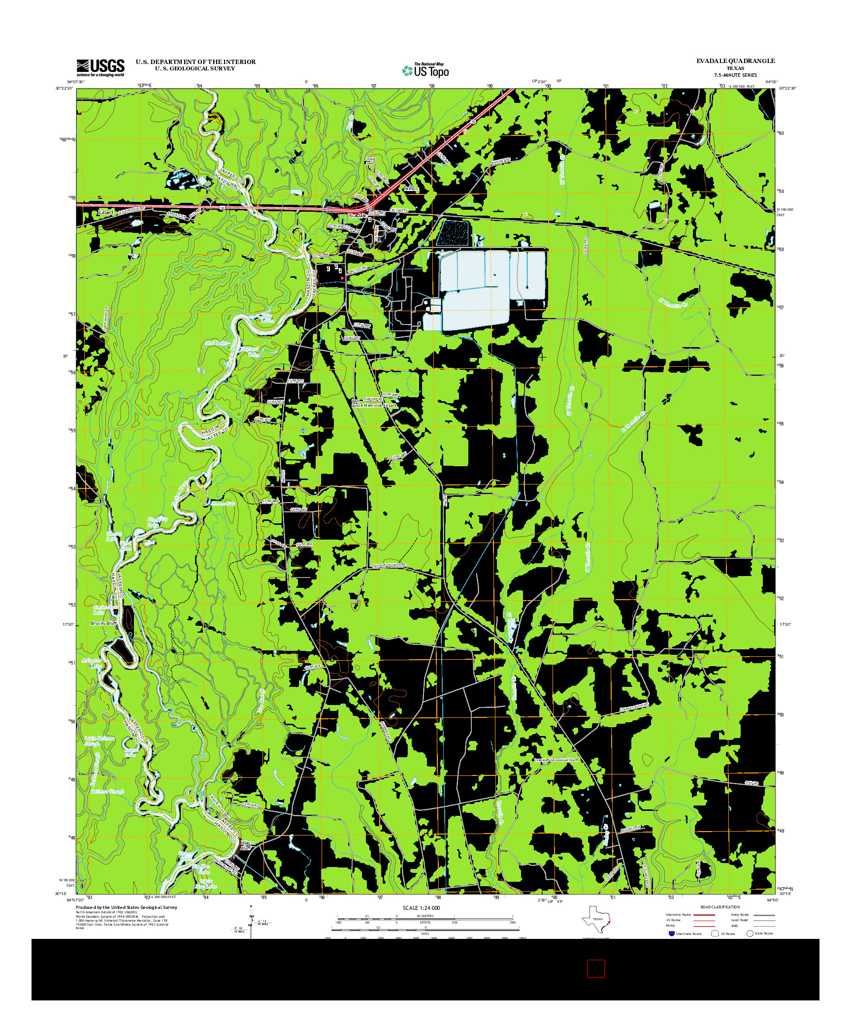USGS US TOPO 7.5-MINUTE MAP FOR EVADALE, TX 2013