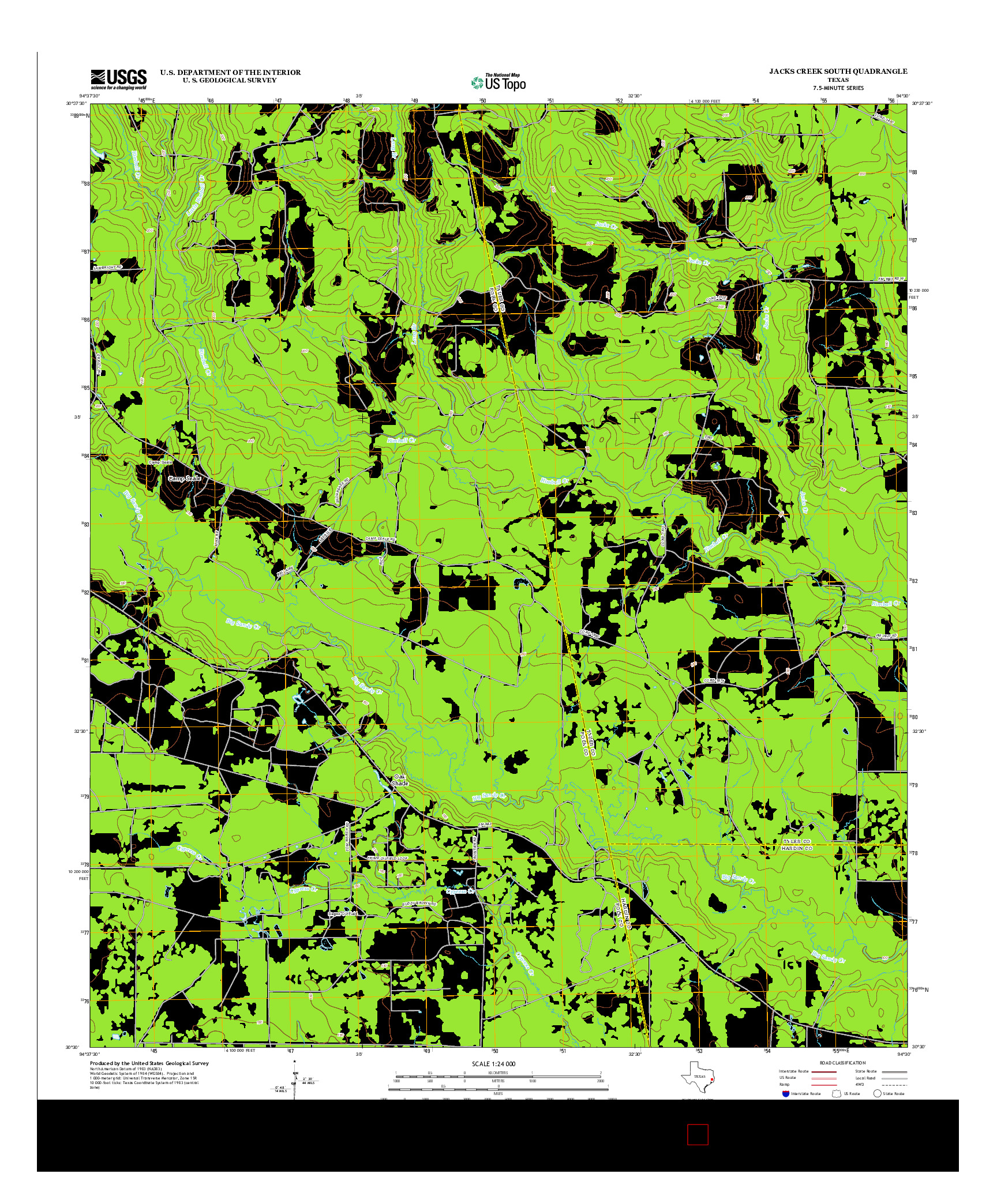 USGS US TOPO 7.5-MINUTE MAP FOR JACKS CREEK SOUTH, TX 2013