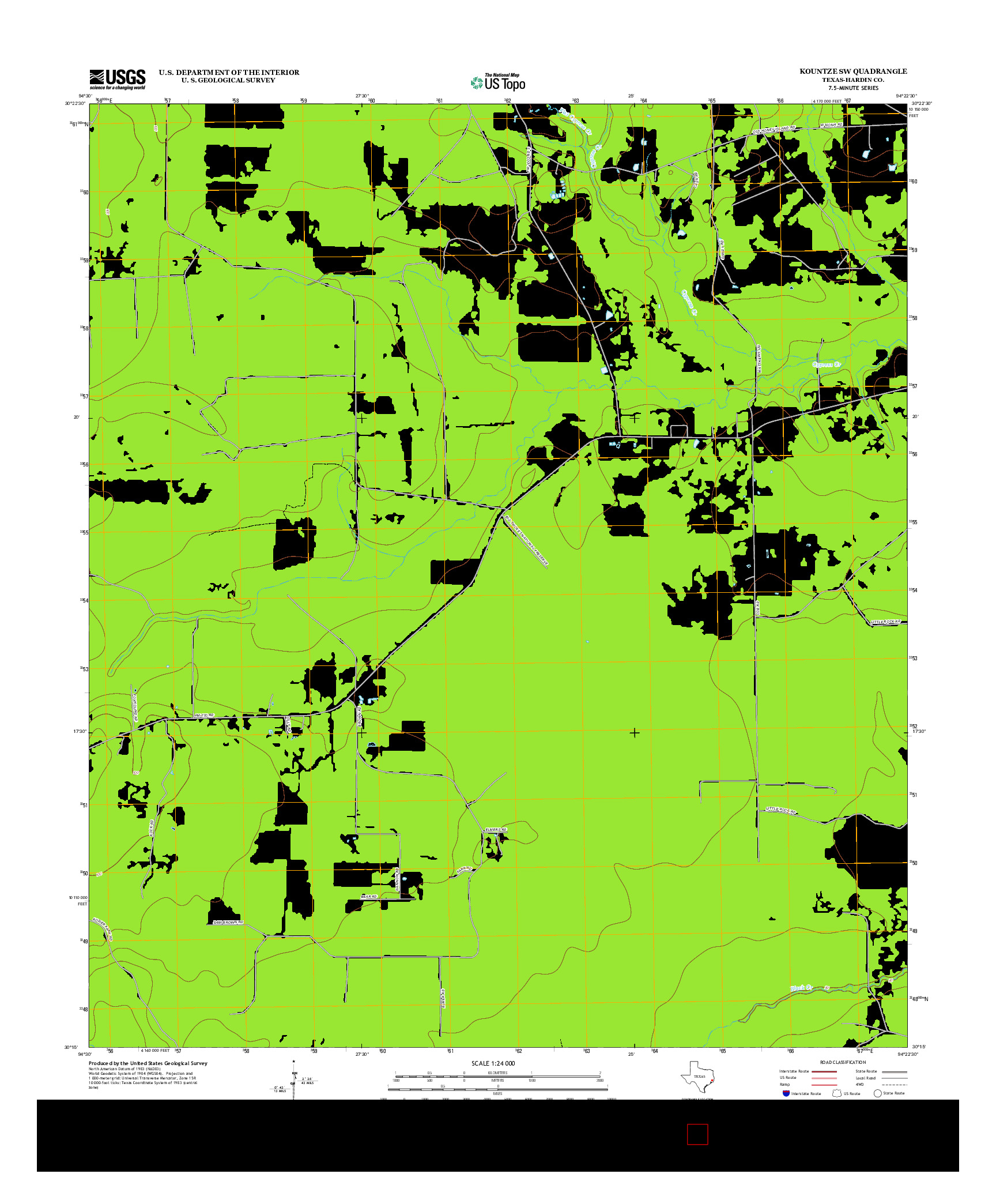 USGS US TOPO 7.5-MINUTE MAP FOR KOUNTZE SW, TX 2013