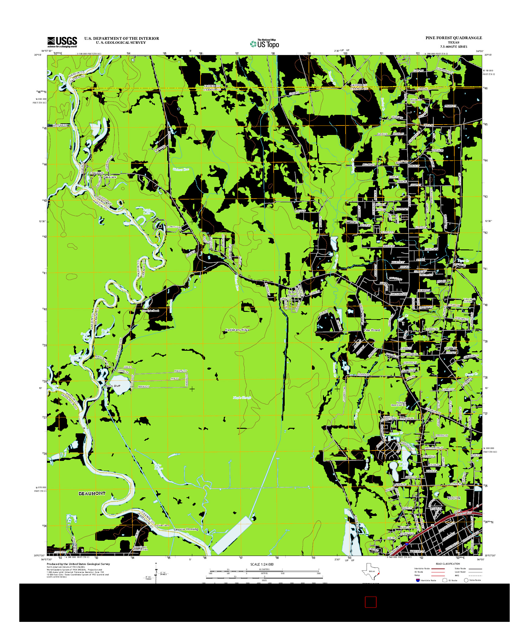 USGS US TOPO 7.5-MINUTE MAP FOR PINE FOREST, TX 2013