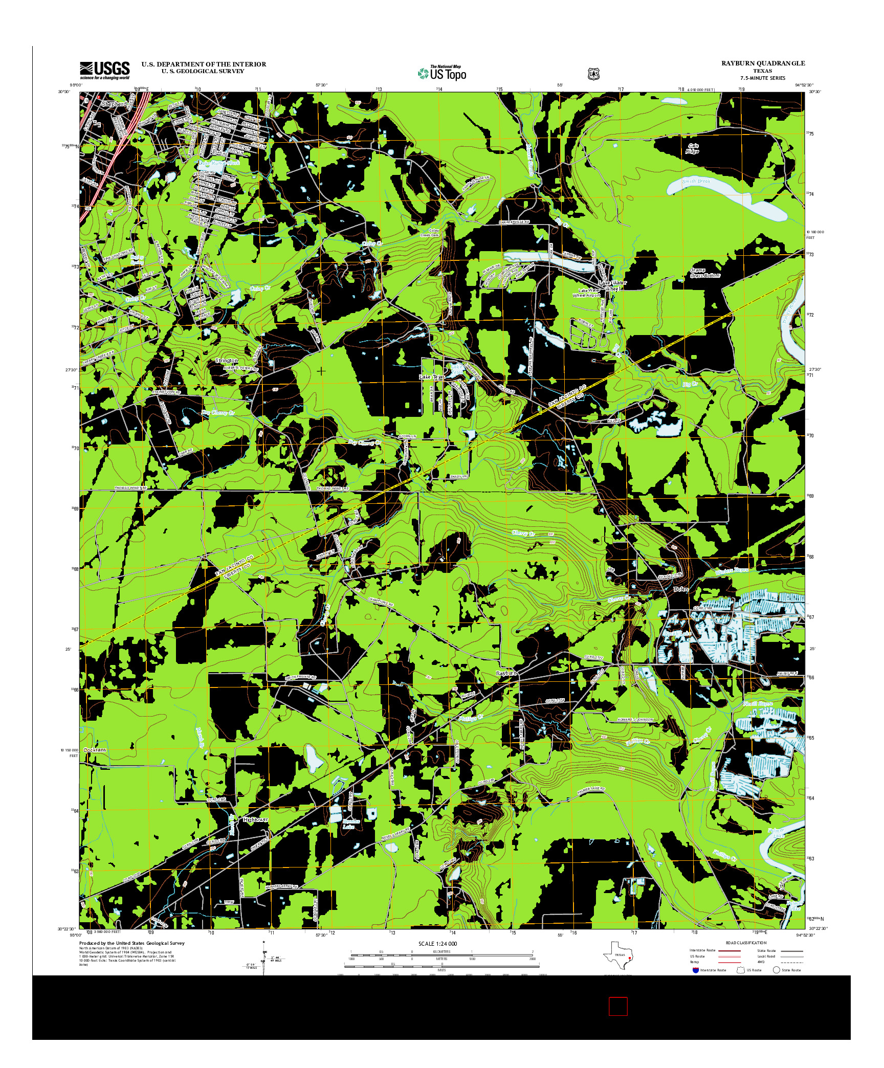 USGS US TOPO 7.5-MINUTE MAP FOR RAYBURN, TX 2013