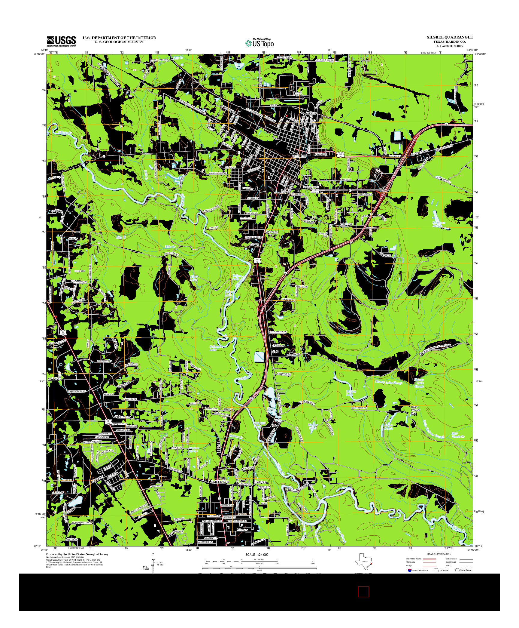 USGS US TOPO 7.5-MINUTE MAP FOR SILSBEE, TX 2013