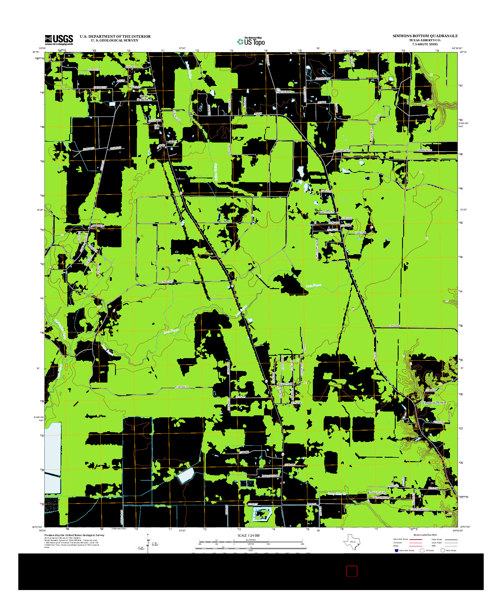 USGS US TOPO 7.5-MINUTE MAP FOR SIMMONS BOTTOM, TX 2013