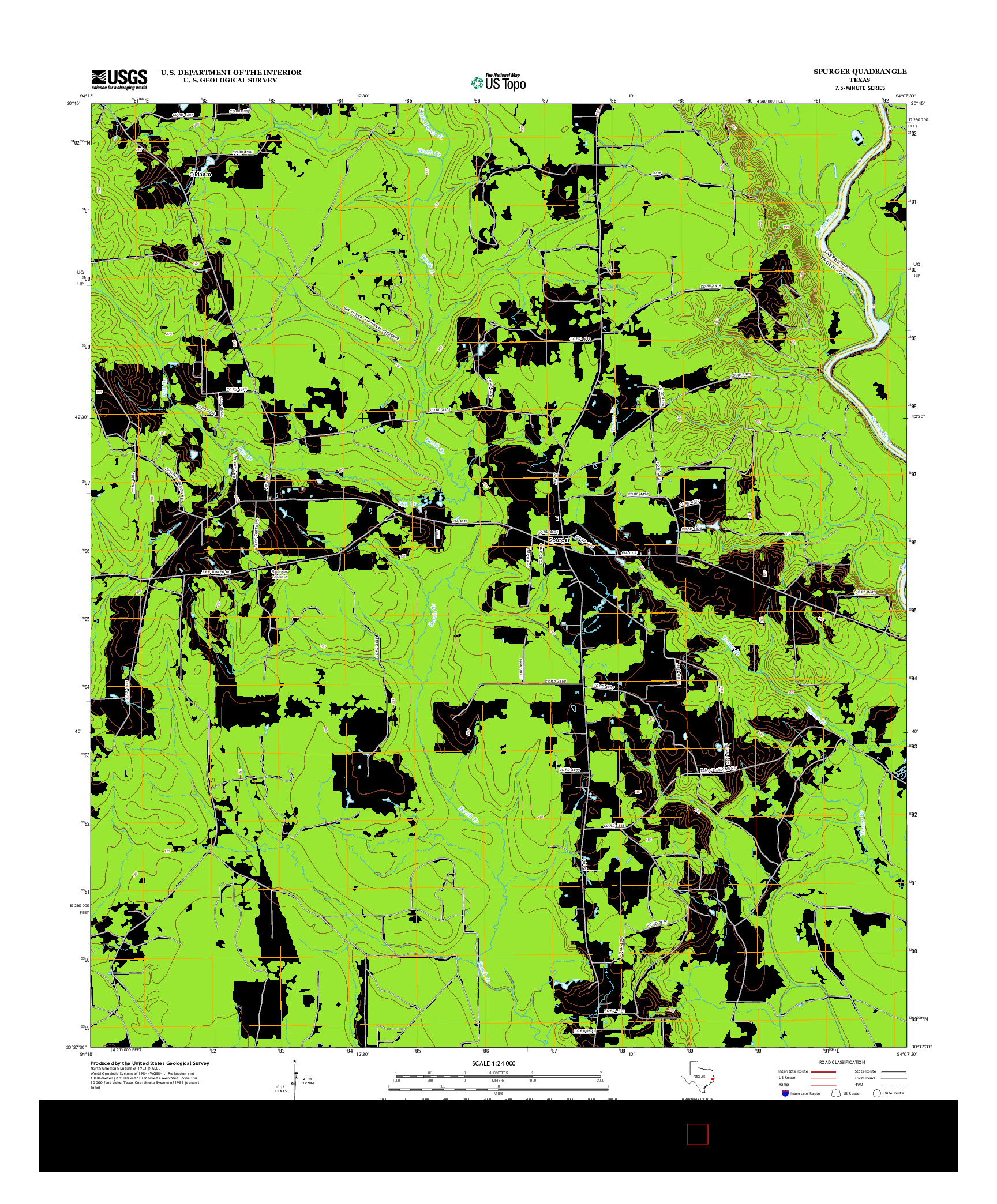 USGS US TOPO 7.5-MINUTE MAP FOR SPURGER, TX 2013