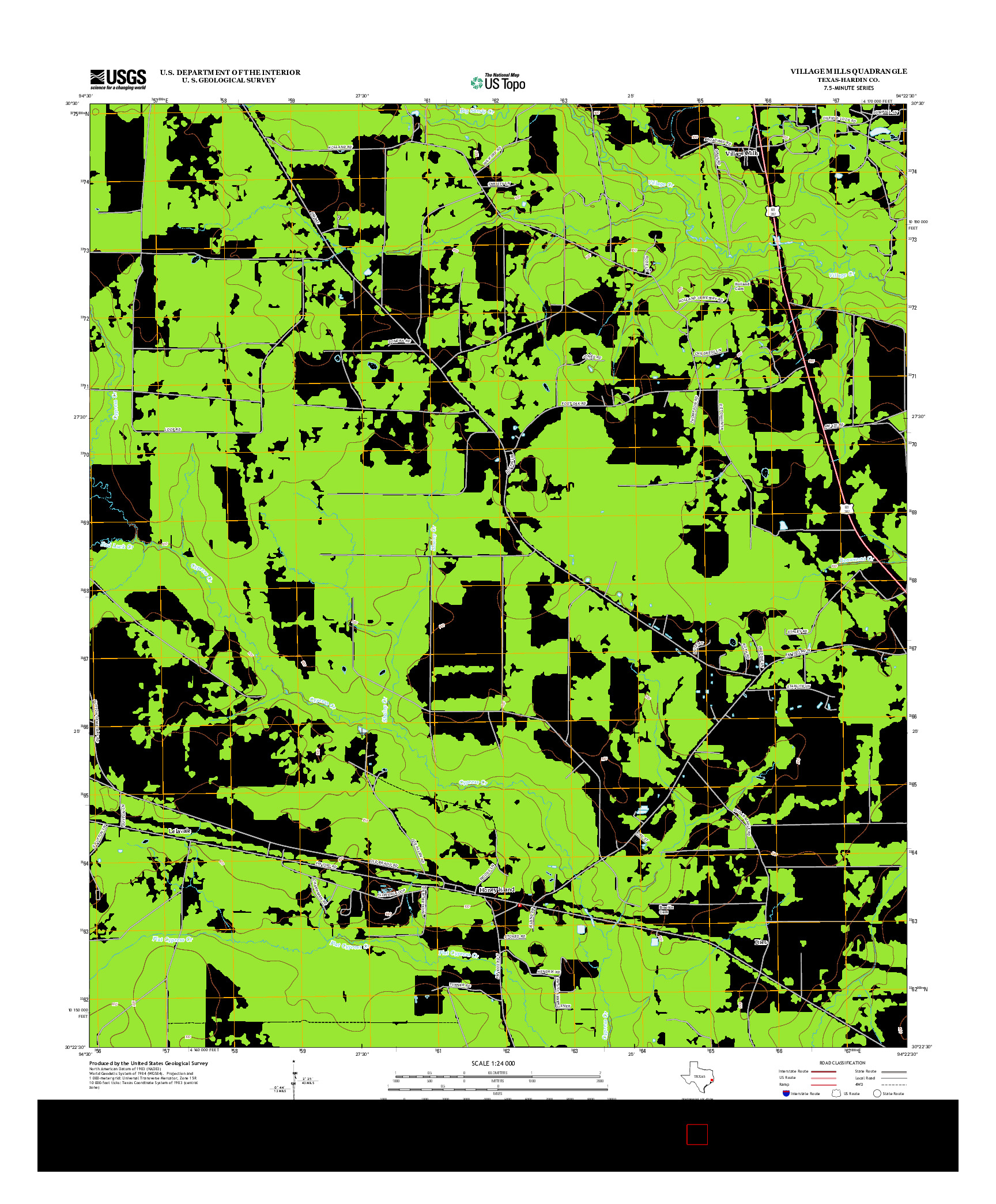 USGS US TOPO 7.5-MINUTE MAP FOR VILLAGE MILLS, TX 2013