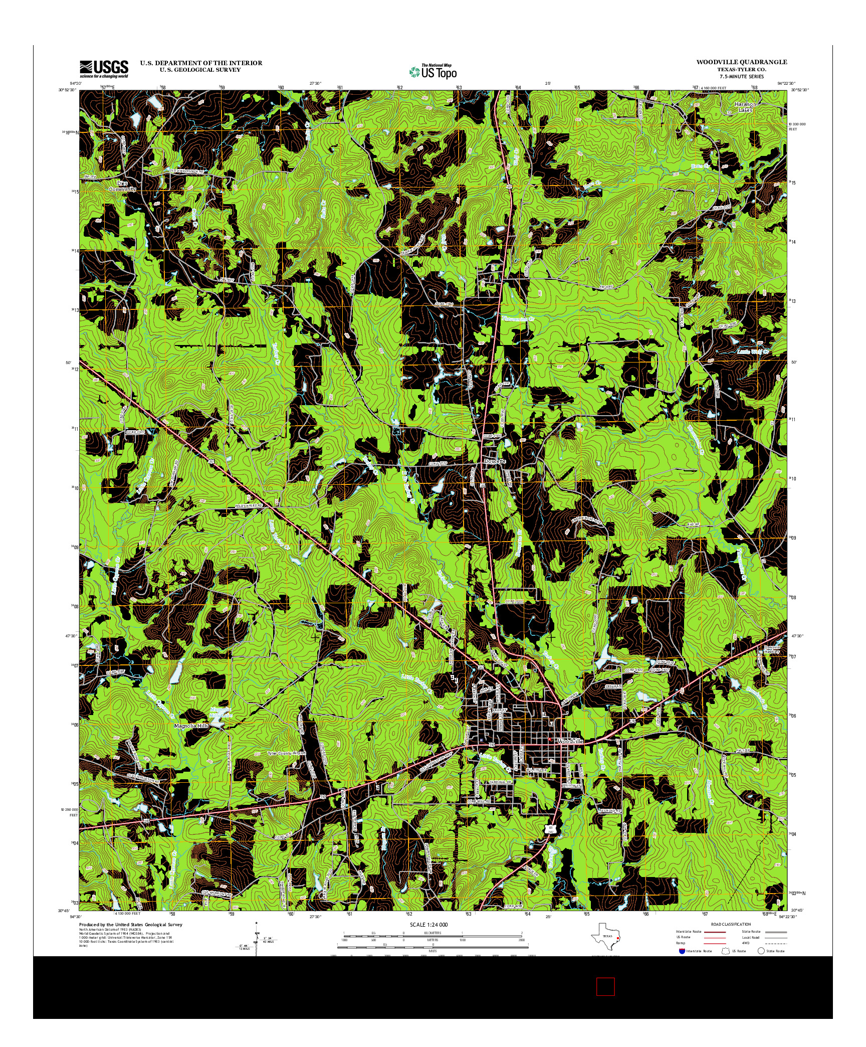 USGS US TOPO 7.5-MINUTE MAP FOR WOODVILLE, TX 2013