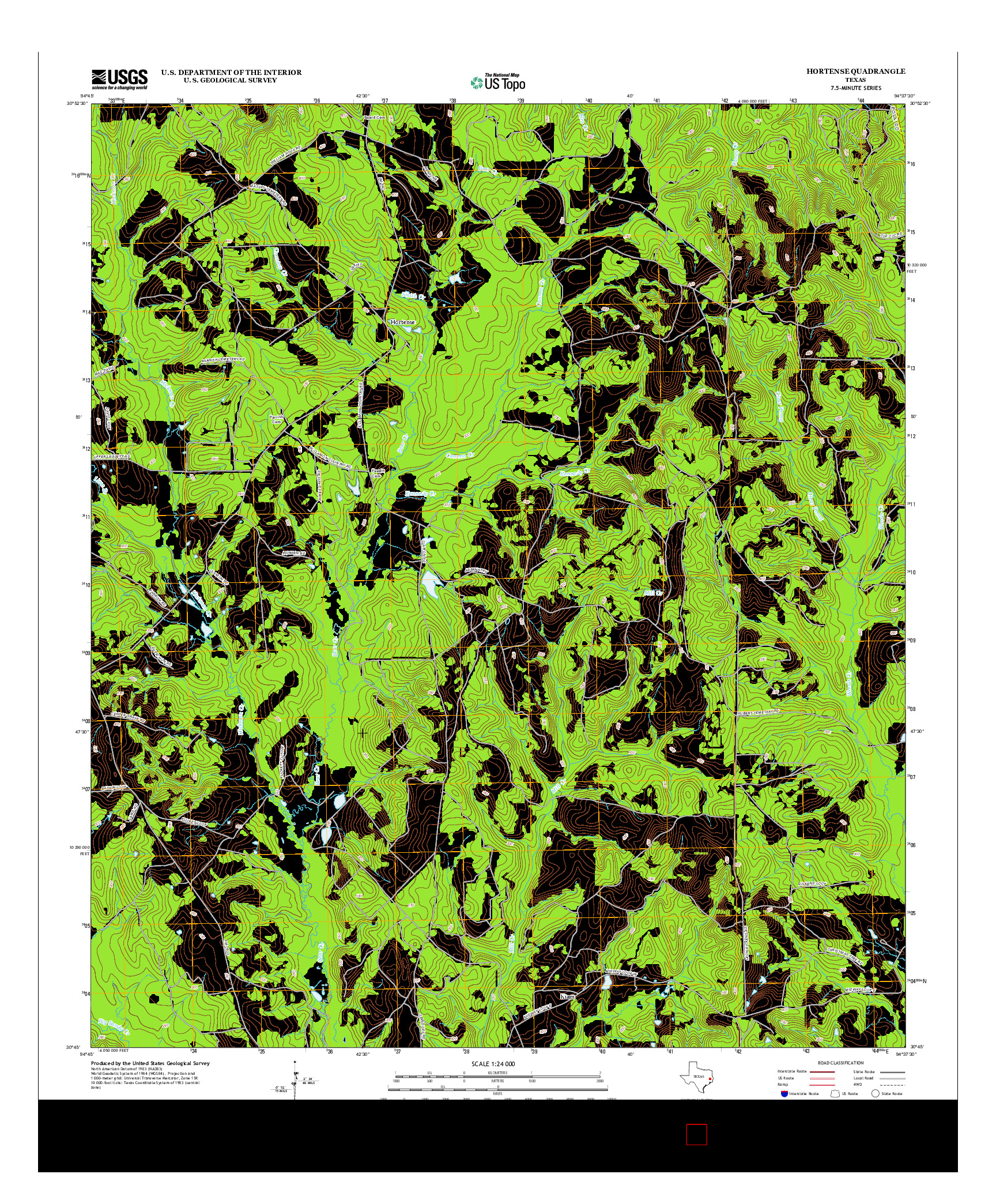 USGS US TOPO 7.5-MINUTE MAP FOR HORTENSE, TX 2013
