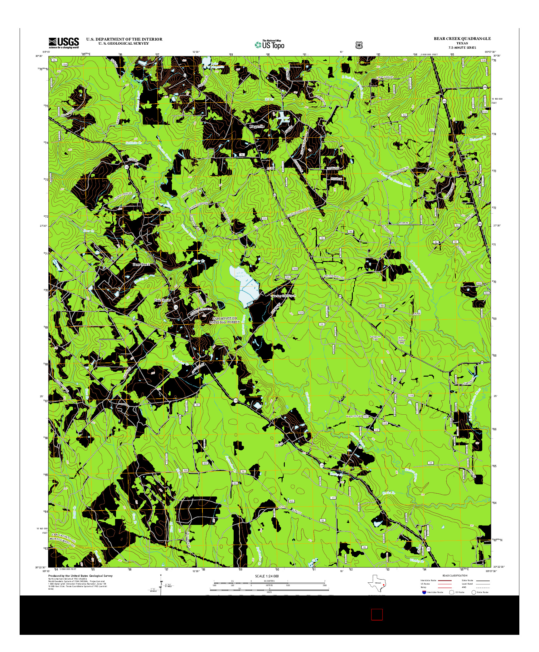 USGS US TOPO 7.5-MINUTE MAP FOR BEAR CREEK, TX 2013