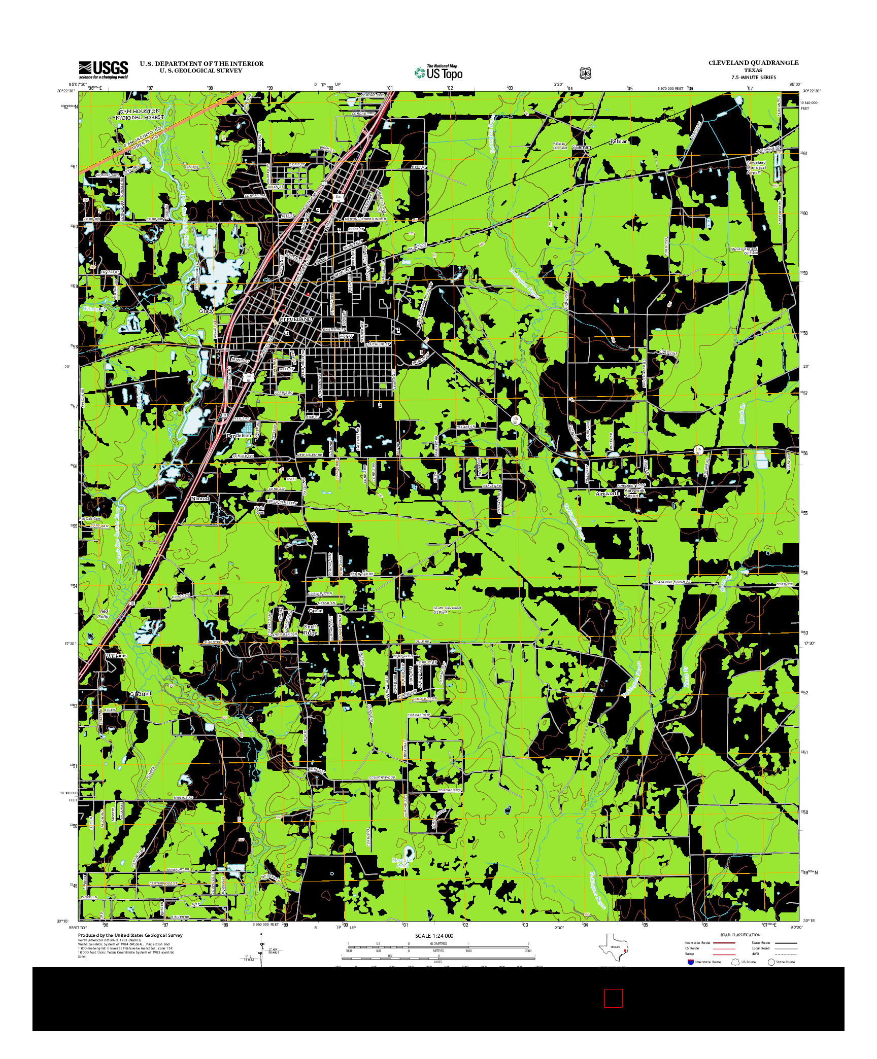 USGS US TOPO 7.5-MINUTE MAP FOR CLEVELAND, TX 2013