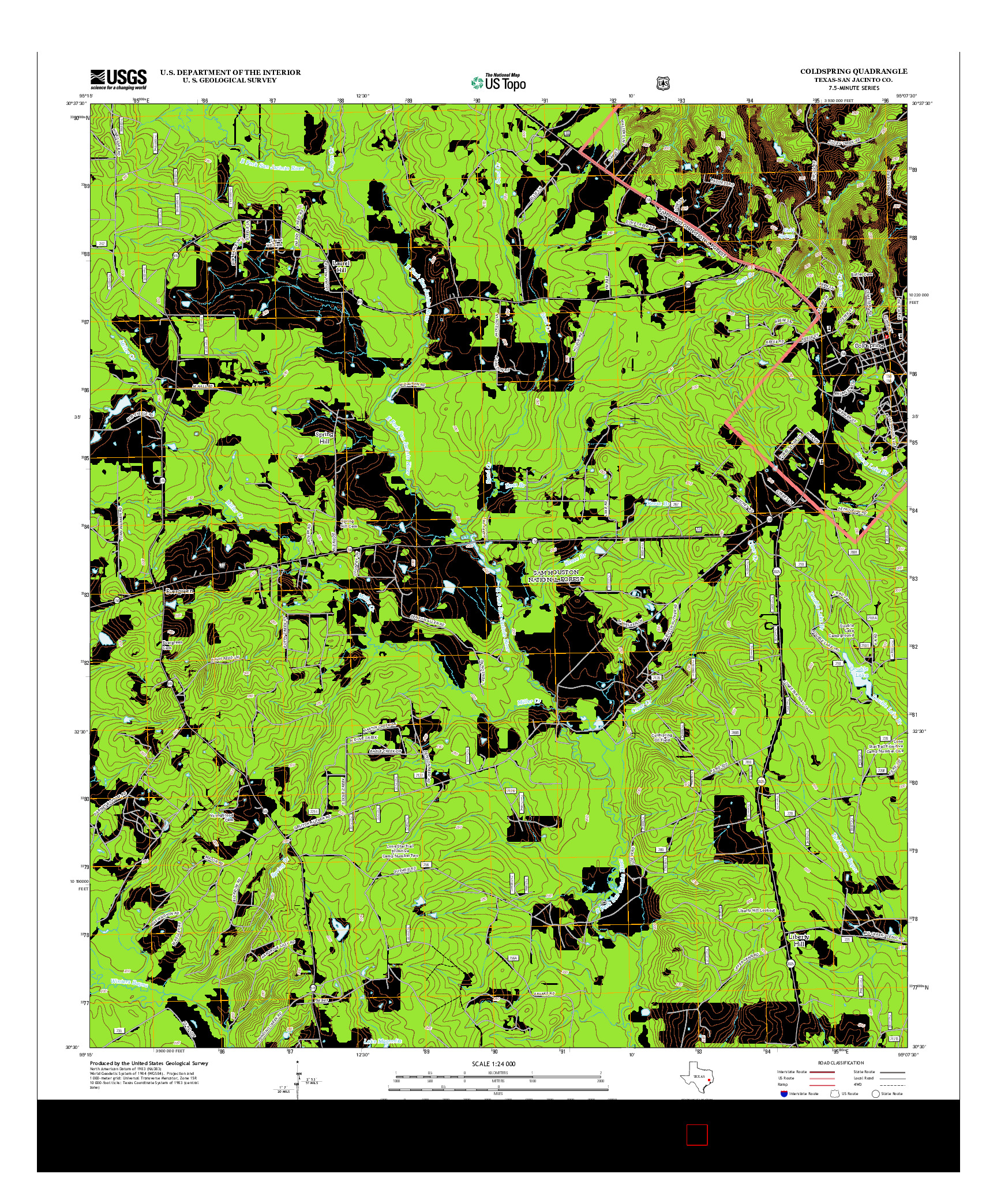 USGS US TOPO 7.5-MINUTE MAP FOR COLDSPRING, TX 2013