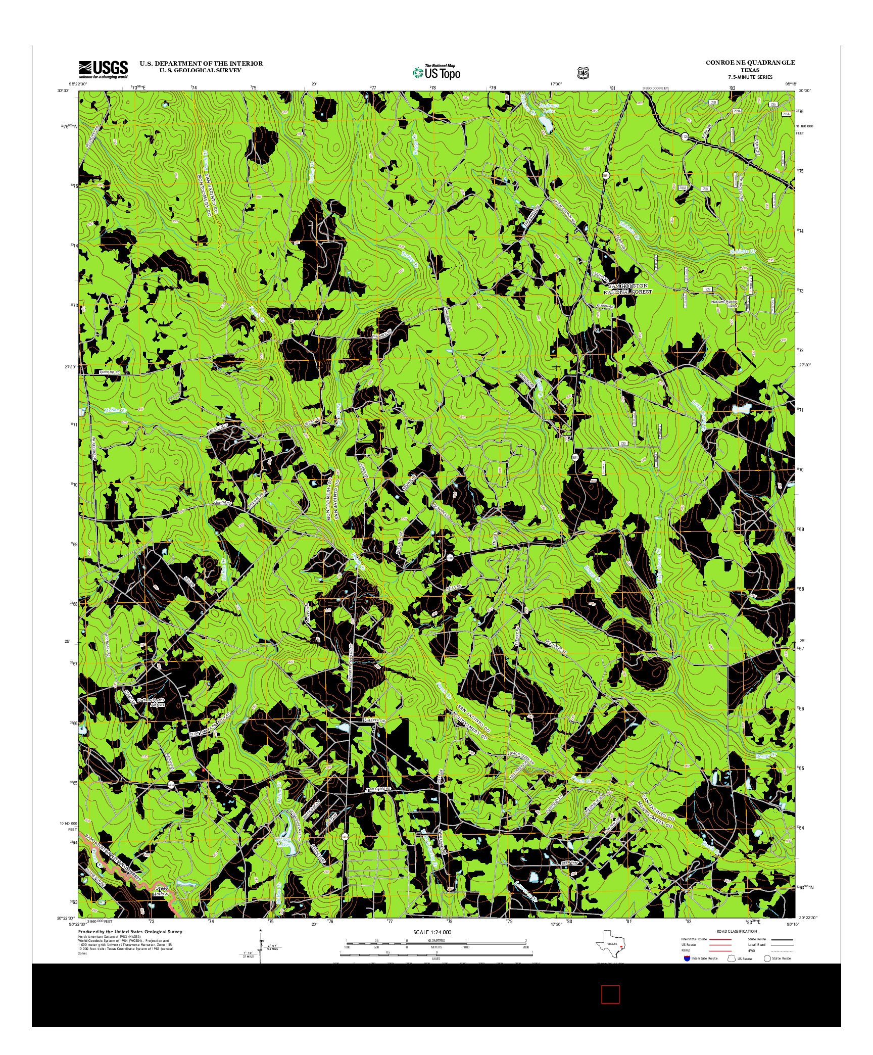 USGS US TOPO 7.5-MINUTE MAP FOR CONROE NE, TX 2013