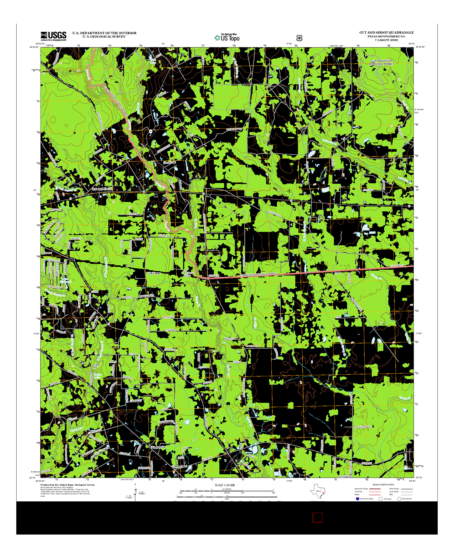 USGS US TOPO 7.5-MINUTE MAP FOR CUT AND SHOOT, TX 2013