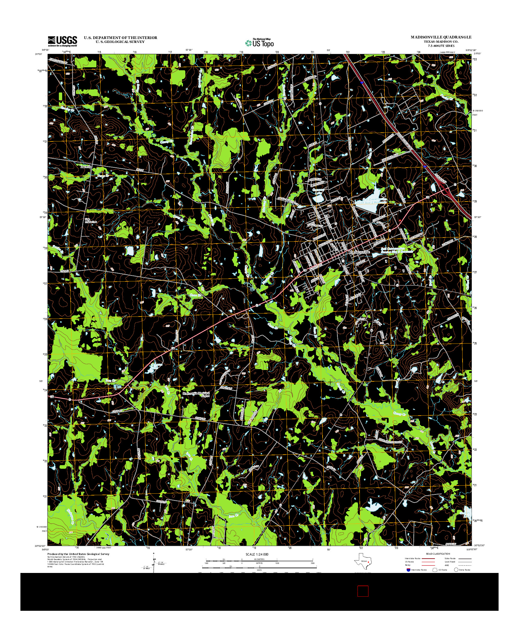 USGS US TOPO 7.5-MINUTE MAP FOR MADISONVILLE, TX 2013