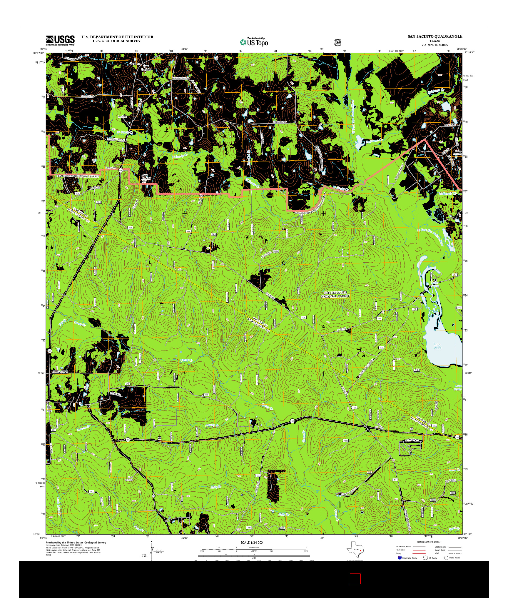 USGS US TOPO 7.5-MINUTE MAP FOR SAN JACINTO, TX 2013