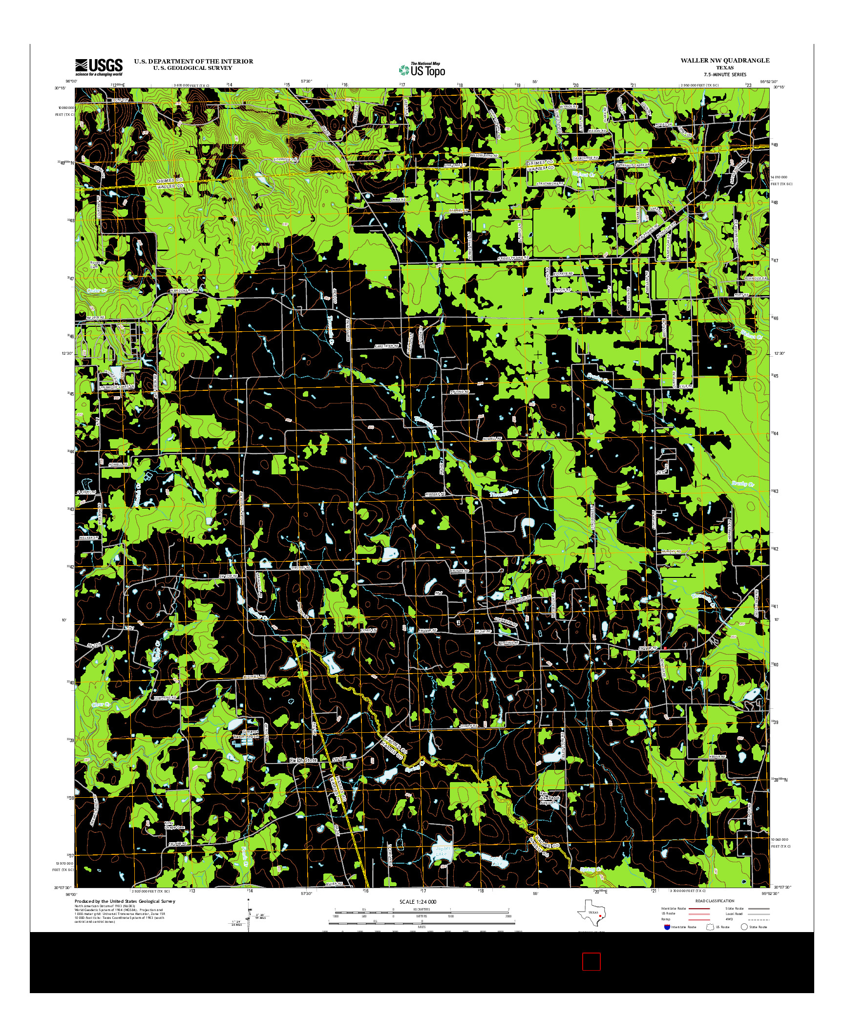 USGS US TOPO 7.5-MINUTE MAP FOR WALLER NW, TX 2013