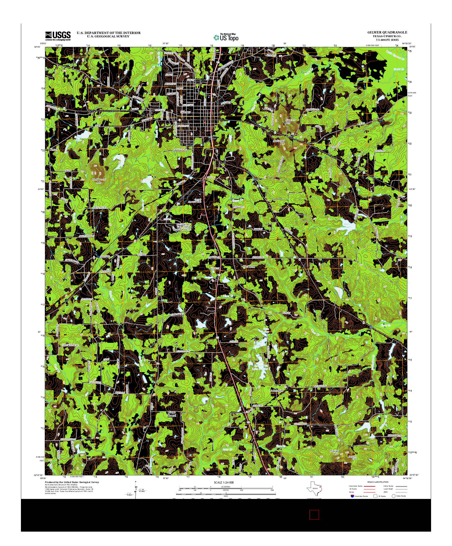 USGS US TOPO 7.5-MINUTE MAP FOR GILMER, TX 2013