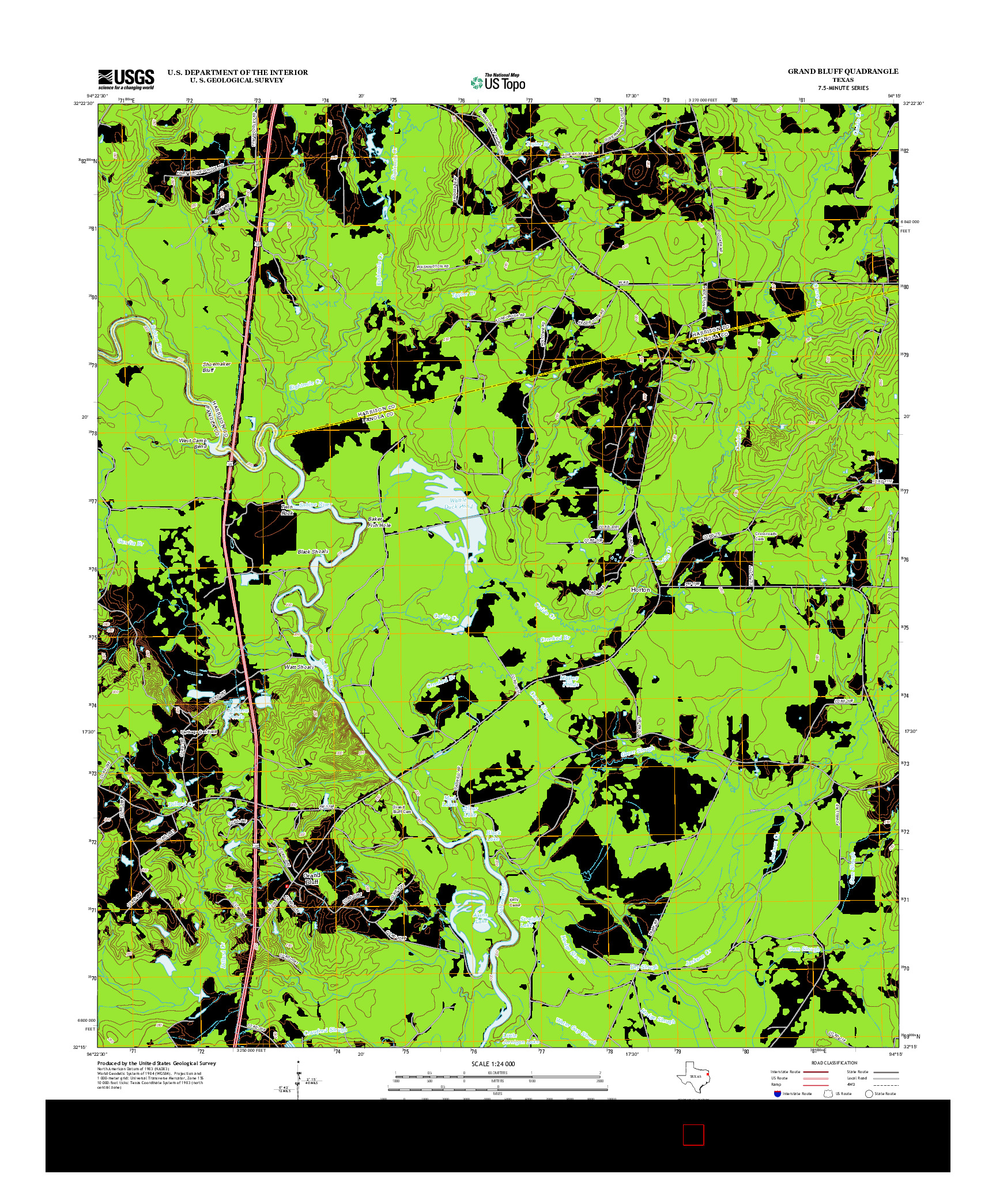 USGS US TOPO 7.5-MINUTE MAP FOR GRAND BLUFF, TX 2013