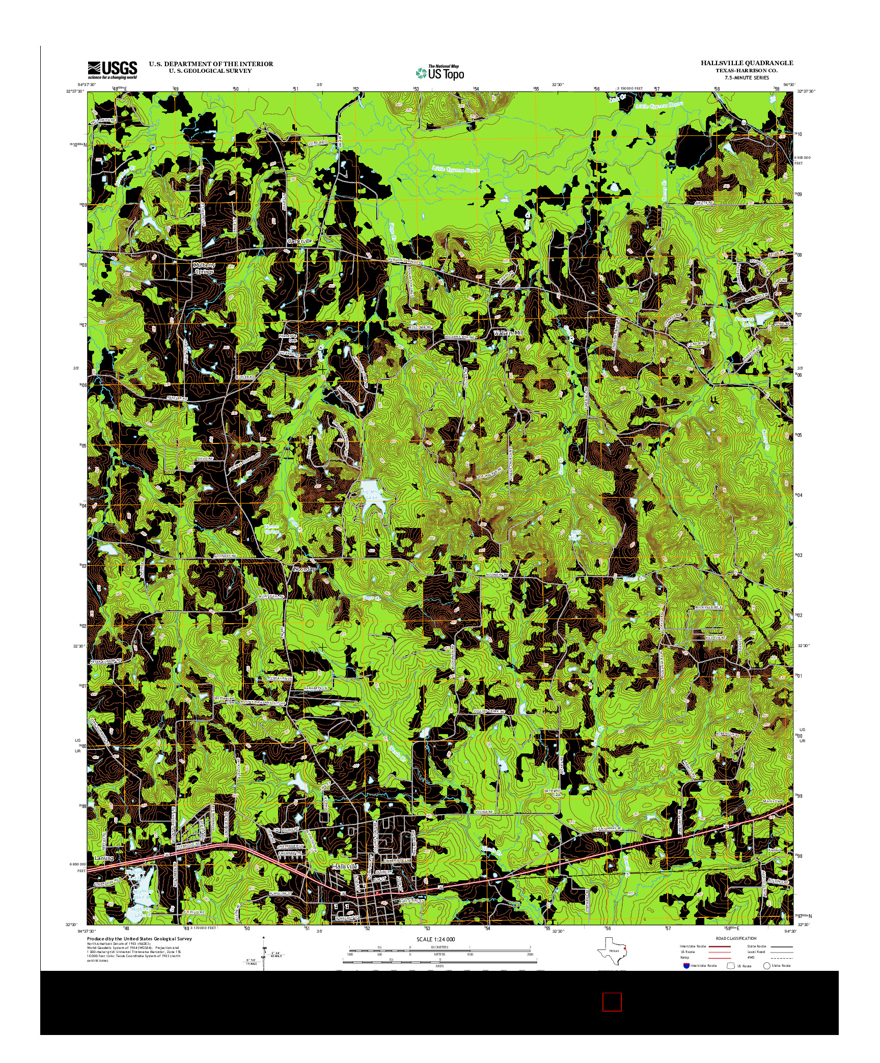 USGS US TOPO 7.5-MINUTE MAP FOR HALLSVILLE, TX 2013