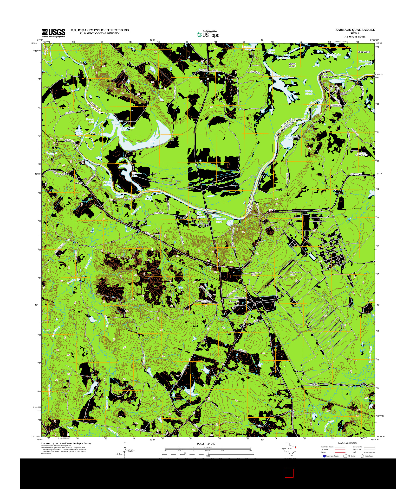 USGS US TOPO 7.5-MINUTE MAP FOR KARNACK, TX 2013