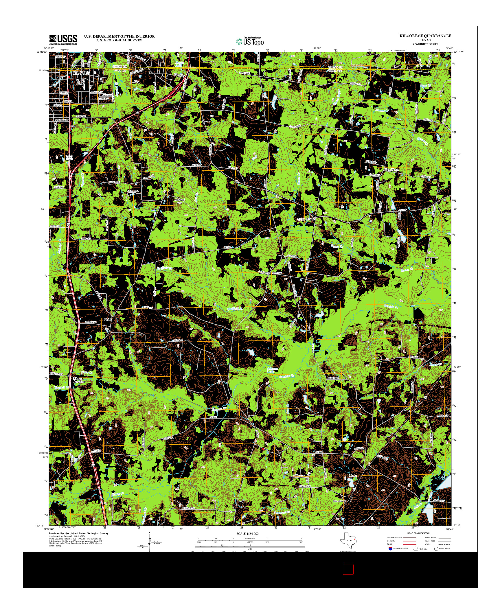 USGS US TOPO 7.5-MINUTE MAP FOR KILGORE SE, TX 2013