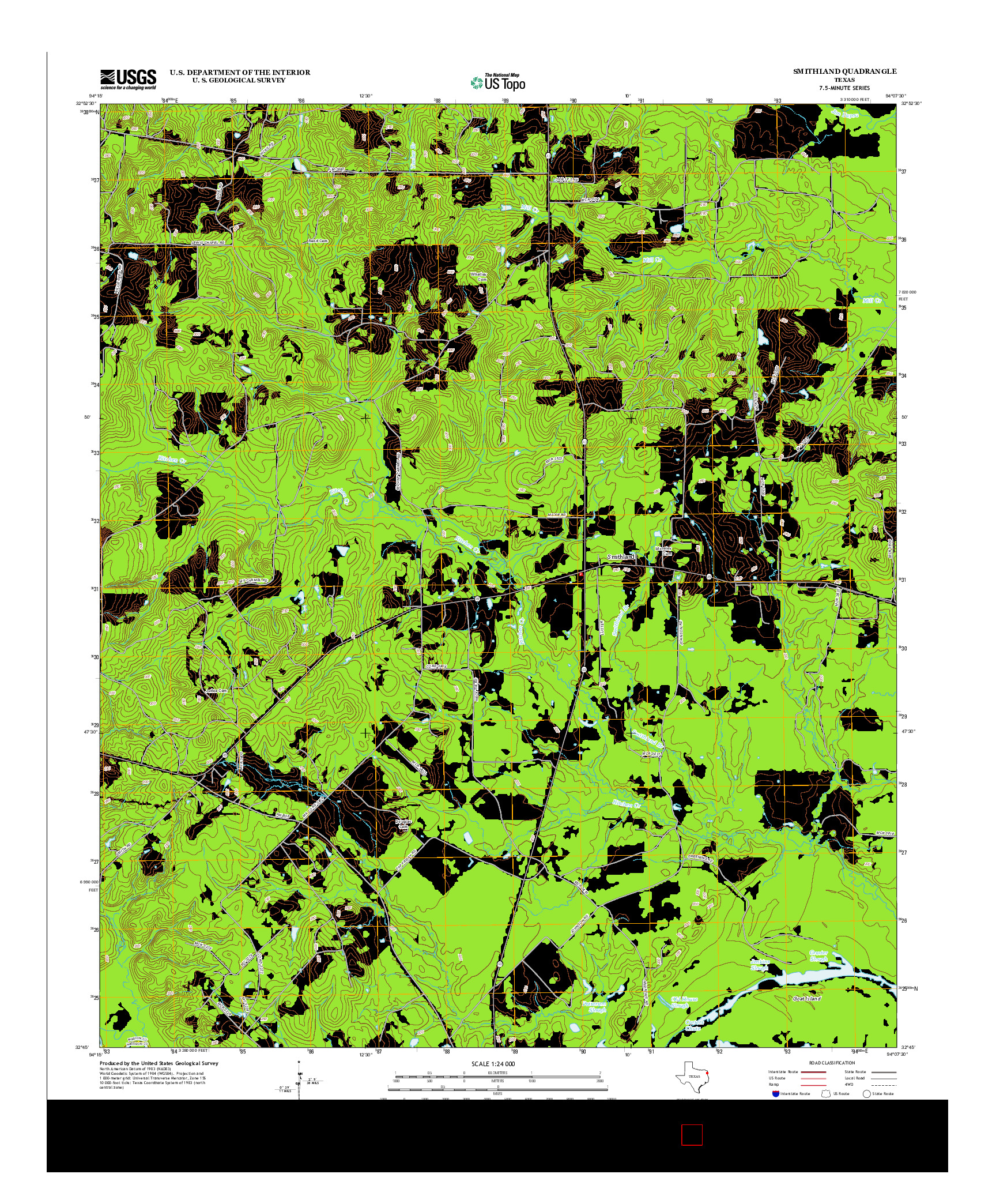 USGS US TOPO 7.5-MINUTE MAP FOR SMITHLAND, TX 2013