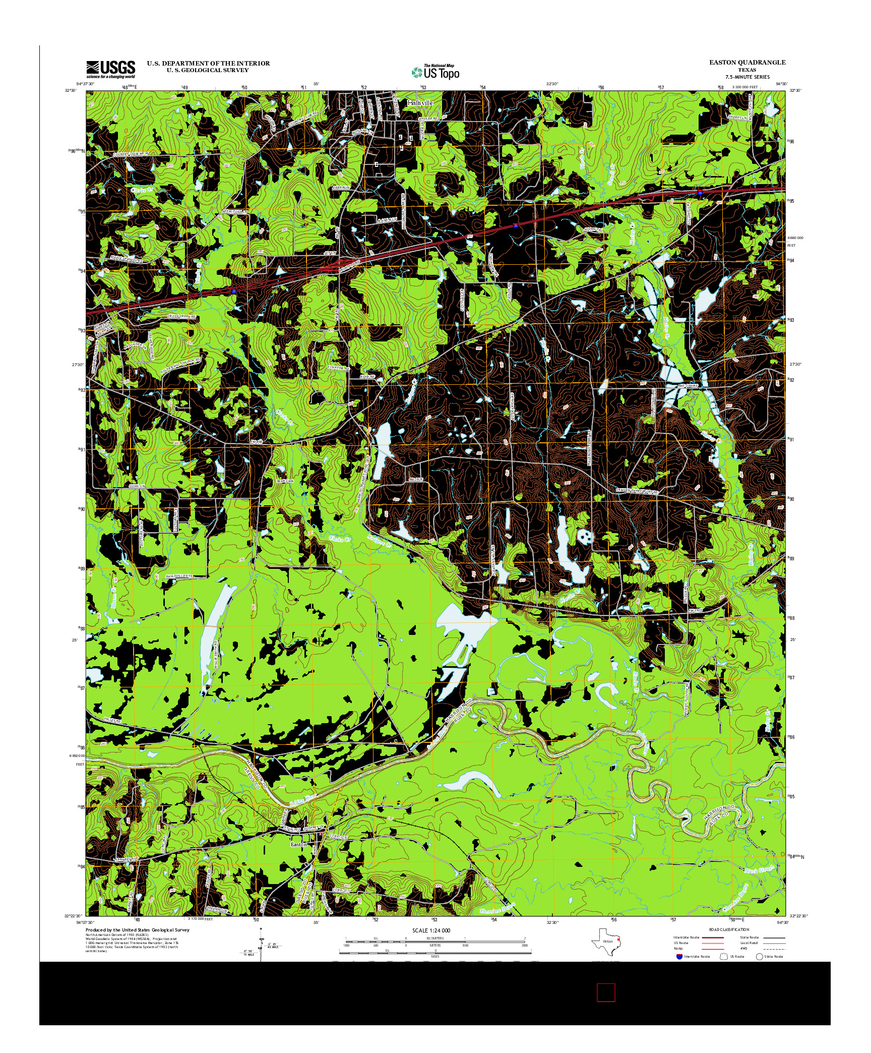 USGS US TOPO 7.5-MINUTE MAP FOR EASTON, TX 2013