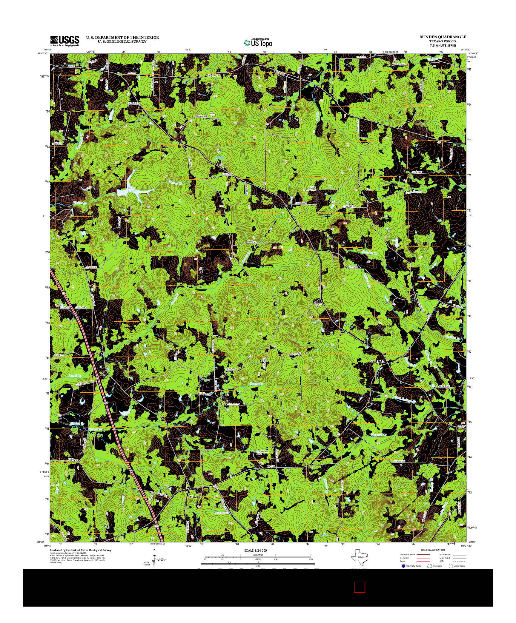 USGS US TOPO 7.5-MINUTE MAP FOR MINDEN, TX 2013