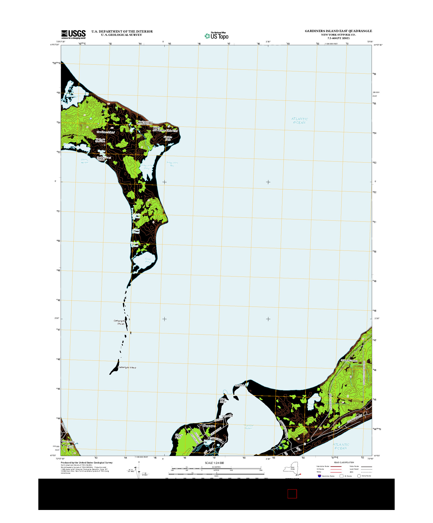 USGS US TOPO 7.5-MINUTE MAP FOR GARDINERS ISLAND EAST, NY 2013