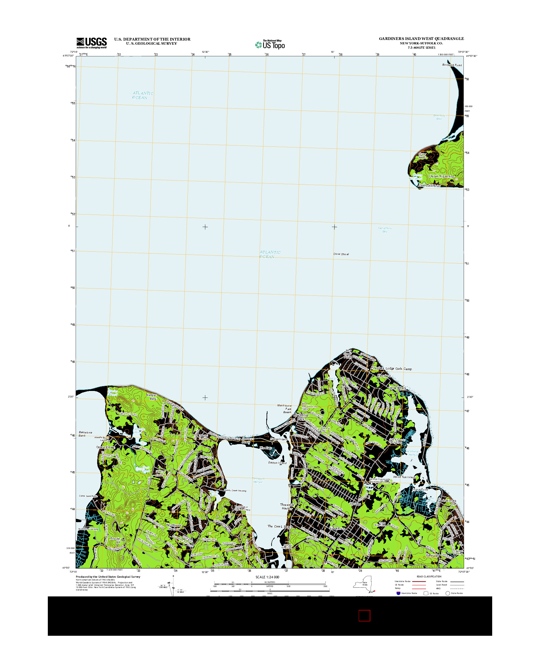 USGS US TOPO 7.5-MINUTE MAP FOR GARDINERS ISLAND WEST, NY 2013