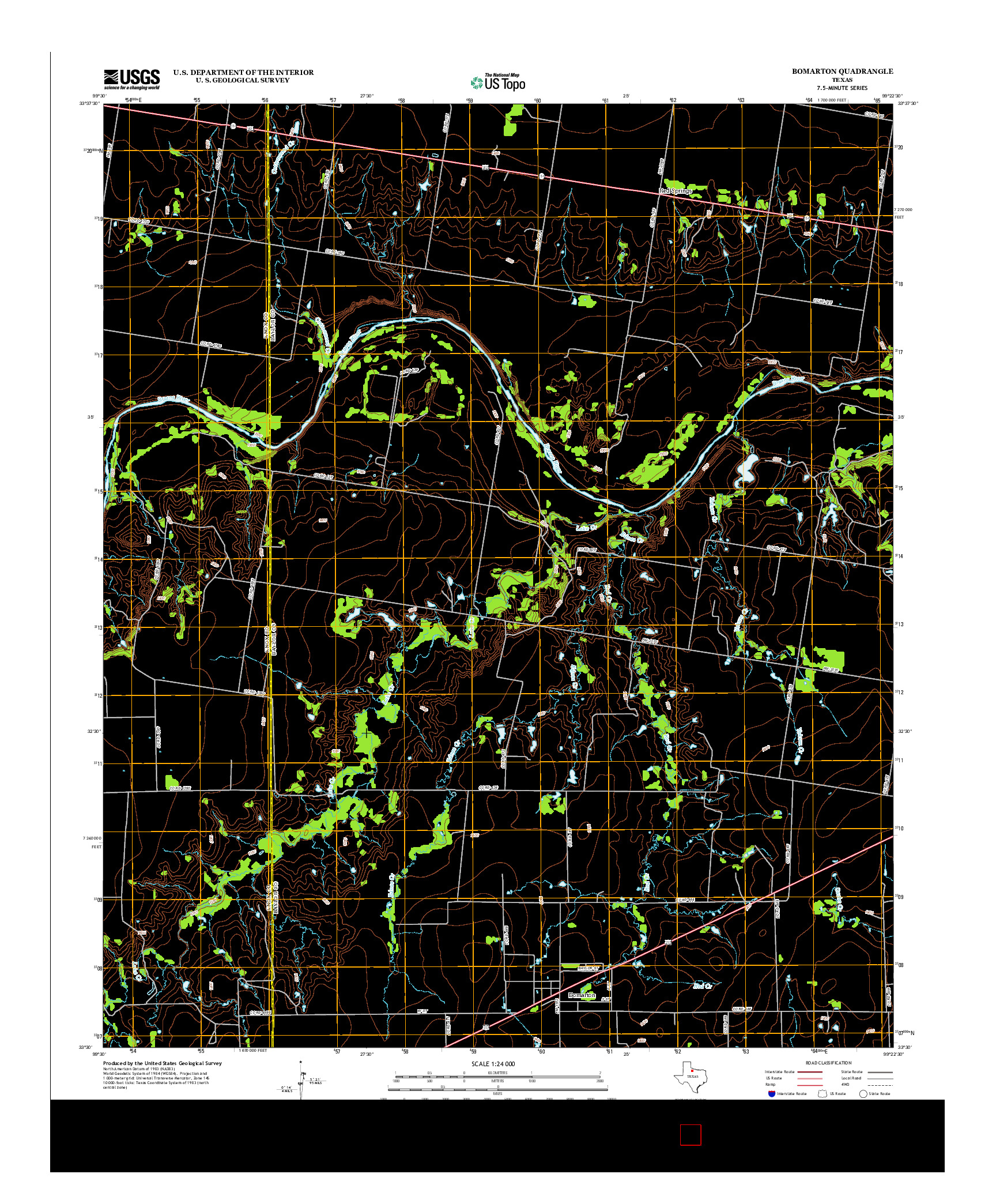 USGS US TOPO 7.5-MINUTE MAP FOR BOMARTON, TX 2013