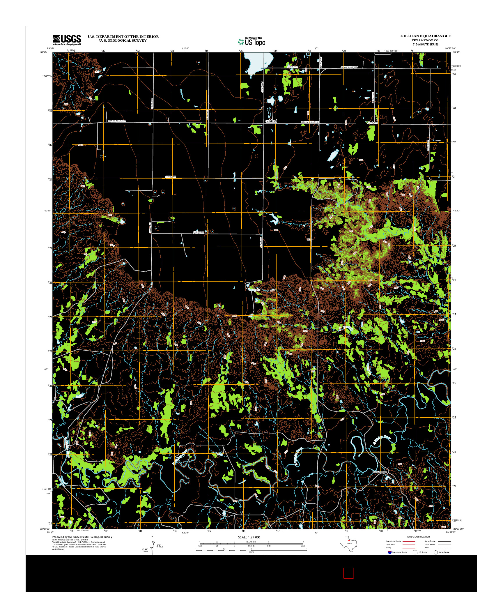 USGS US TOPO 7.5-MINUTE MAP FOR GILLILAND, TX 2013