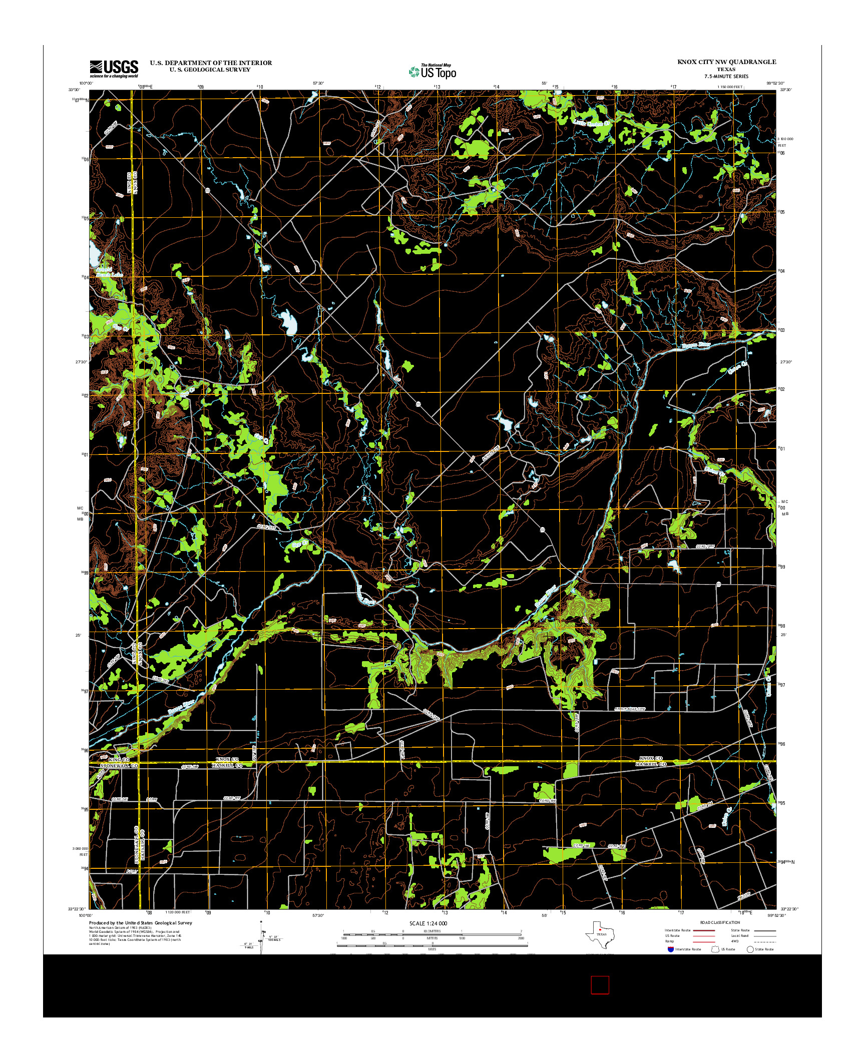 USGS US TOPO 7.5-MINUTE MAP FOR KNOX CITY NW, TX 2013