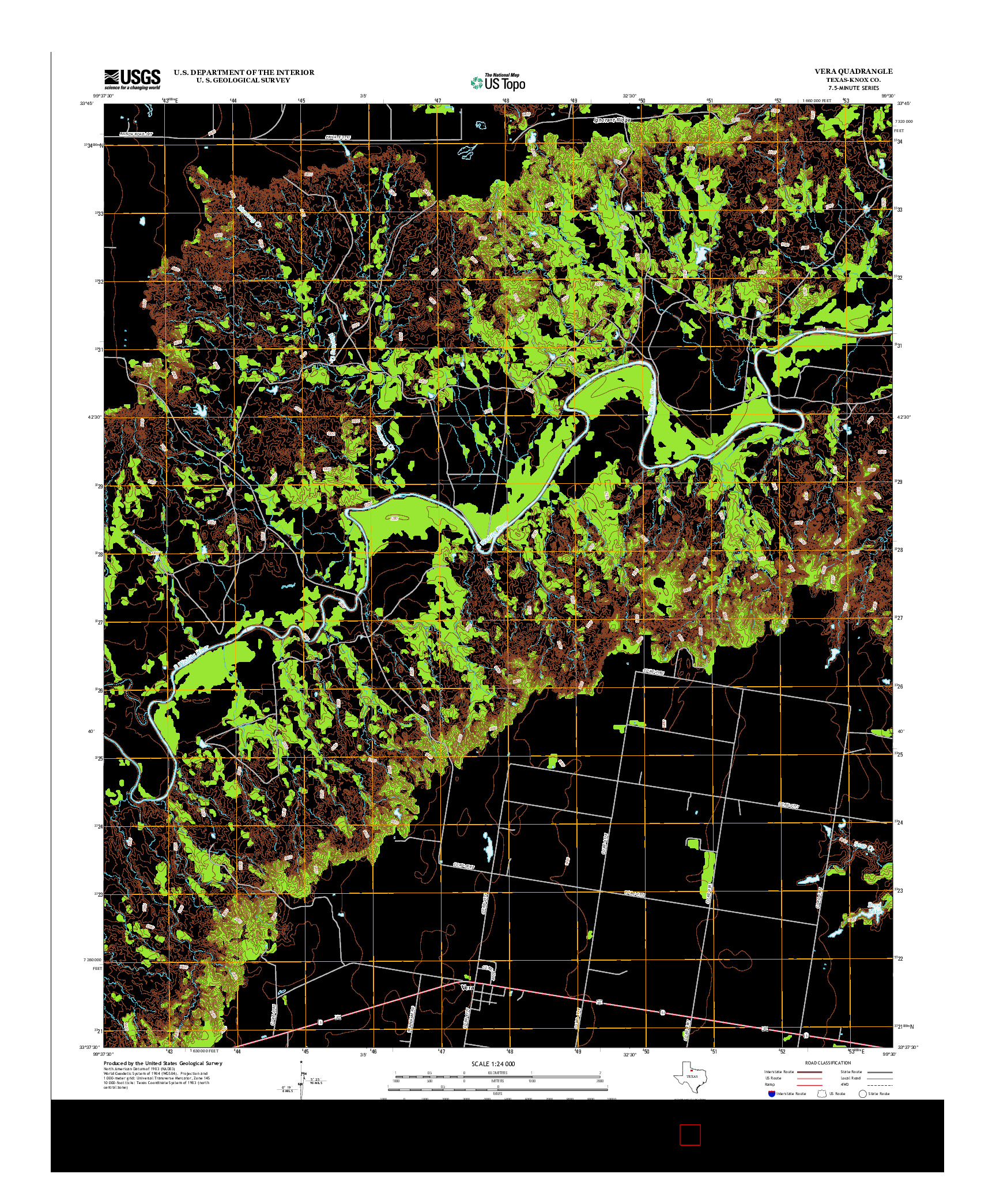 USGS US TOPO 7.5-MINUTE MAP FOR VERA, TX 2013