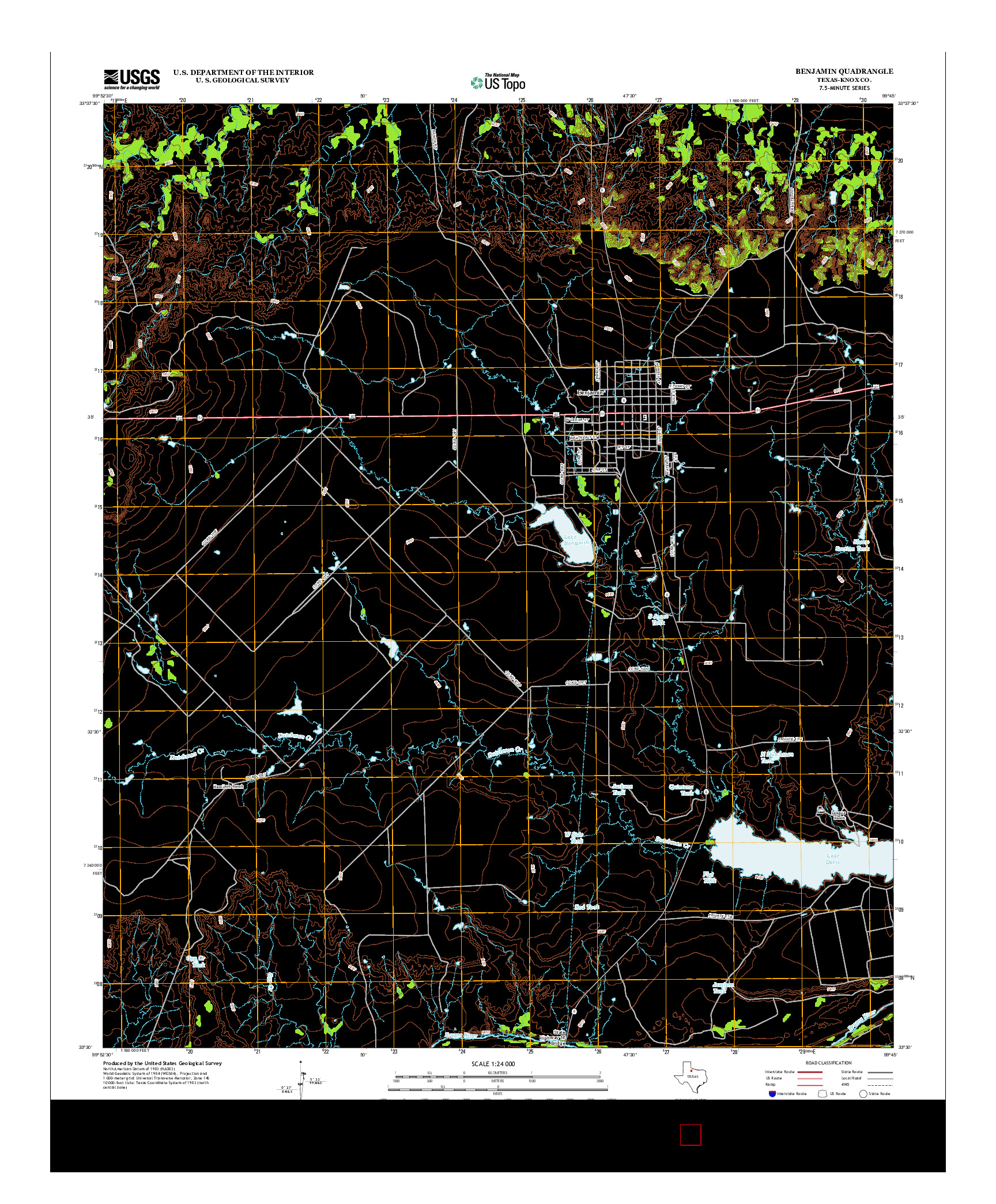 USGS US TOPO 7.5-MINUTE MAP FOR BENJAMIN, TX 2013