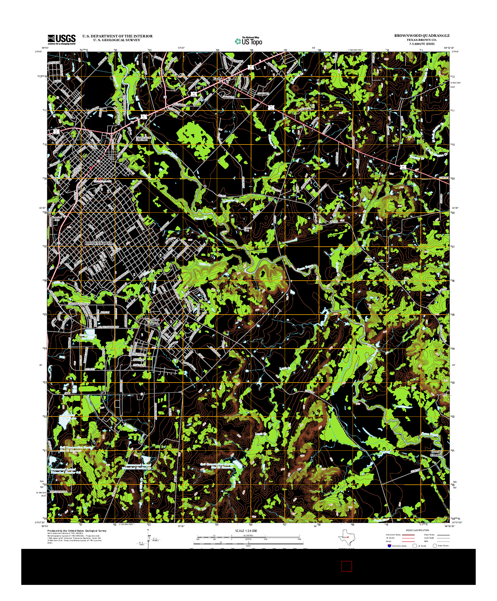 USGS US TOPO 7.5-MINUTE MAP FOR BROWNWOOD, TX 2013