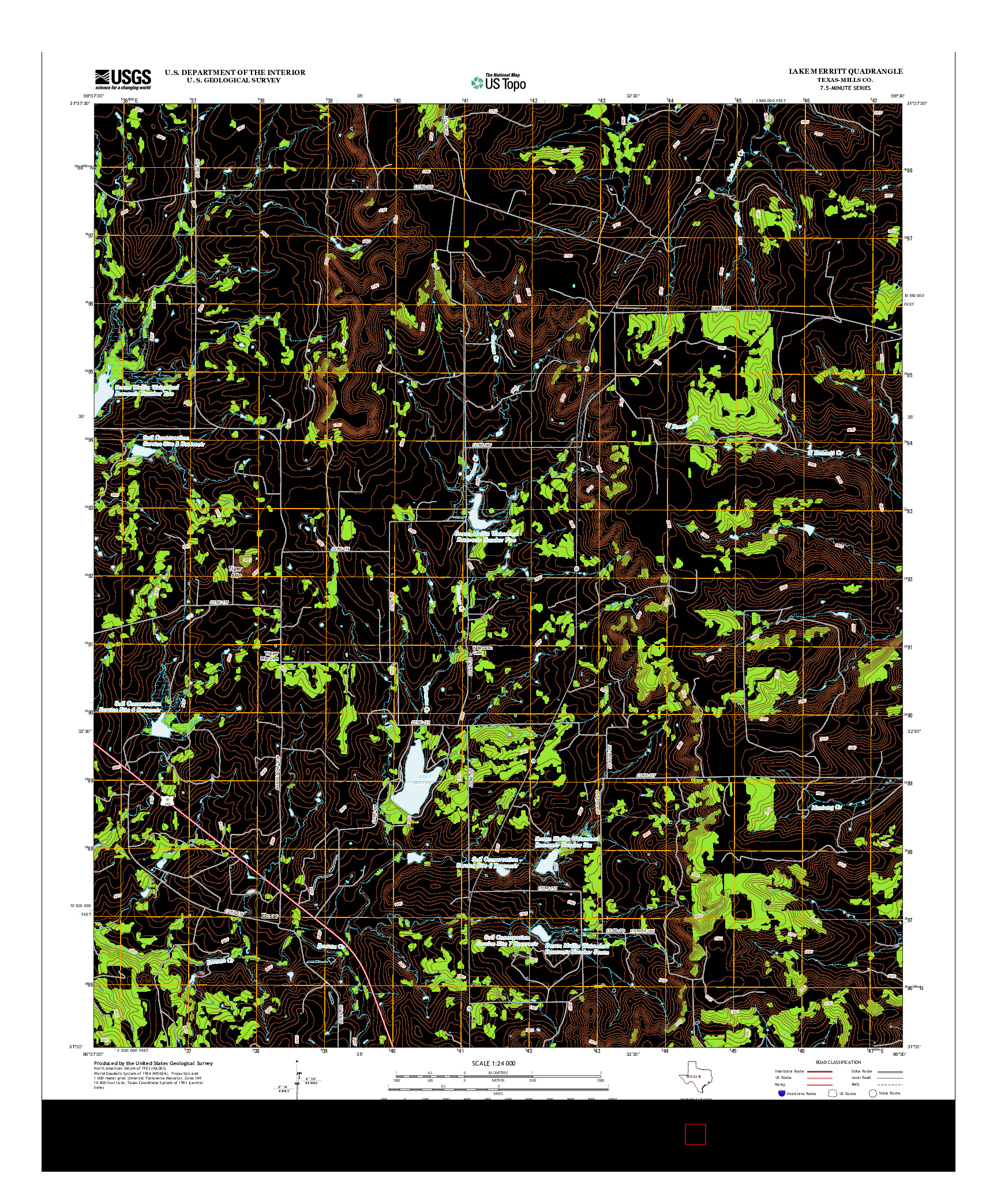 USGS US TOPO 7.5-MINUTE MAP FOR LAKE MERRITT, TX 2013