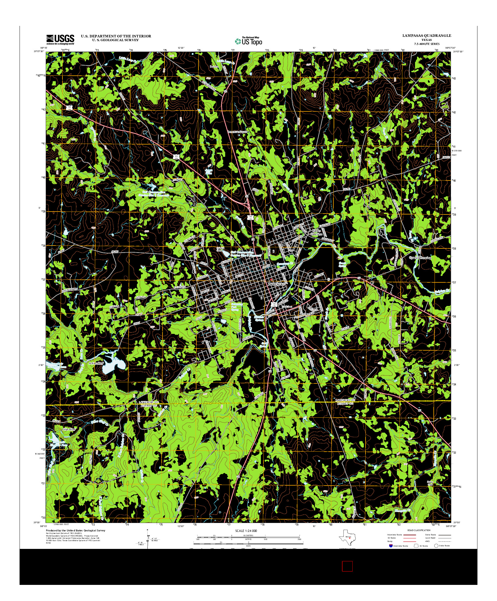 USGS US TOPO 7.5-MINUTE MAP FOR LAMPASAS, TX 2013